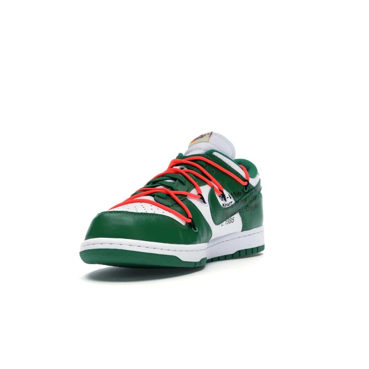 Nike Dunk Low Off-White Pine Green - Image 13 - Only at www.BallersClubKickz.com - The Nike Dunk Low Off-White Pine Green combines classic 1980s style with modern-day design. Featuring white leather uppers and pine green overlays, these classic kicks feature secondary lacing system, zip-ties and signature Off-White text. Releasing in December 2019, these shoes are a timeless classic for any wardrobe.