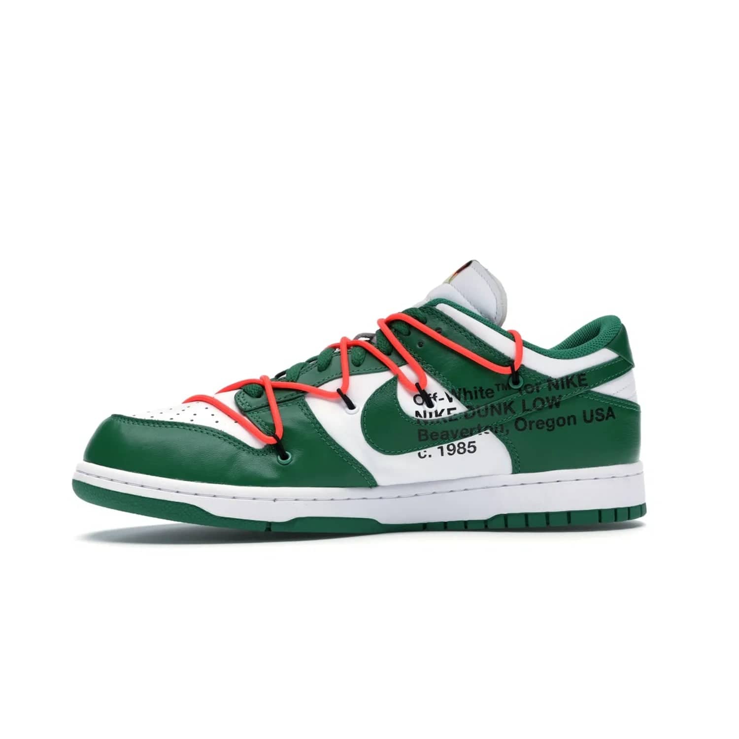 Nike Dunk Low Off-White Pine Green - Image 18 - Only at www.BallersClubKickz.com - The Nike Dunk Low Off-White Pine Green combines classic 1980s style with modern-day design. Featuring white leather uppers and pine green overlays, these classic kicks feature secondary lacing system, zip-ties and signature Off-White text. Releasing in December 2019, these shoes are a timeless classic for any wardrobe.