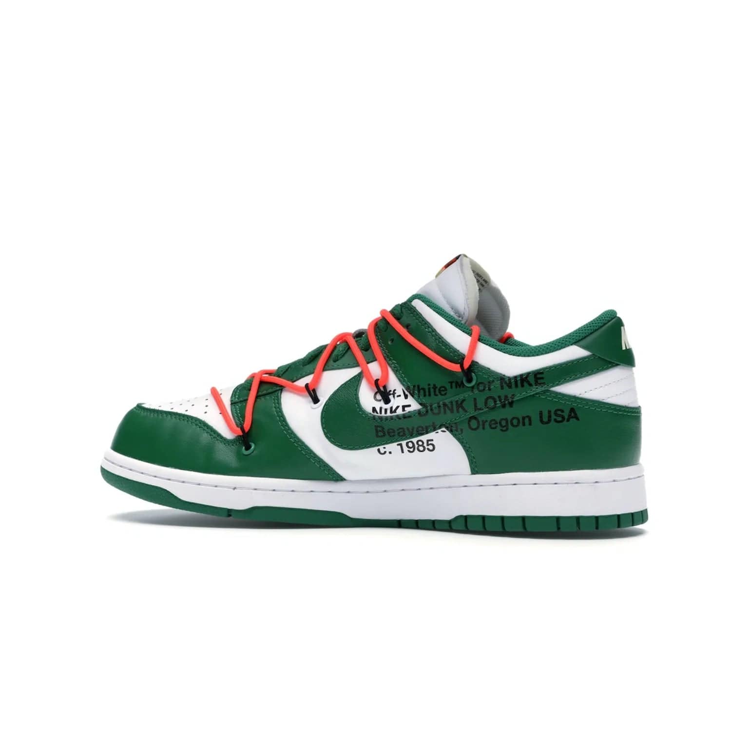 Nike Dunk Low Off-White Pine Green - Image 21 - Only at www.BallersClubKickz.com - The Nike Dunk Low Off-White Pine Green combines classic 1980s style with modern-day design. Featuring white leather uppers and pine green overlays, these classic kicks feature secondary lacing system, zip-ties and signature Off-White text. Releasing in December 2019, these shoes are a timeless classic for any wardrobe.