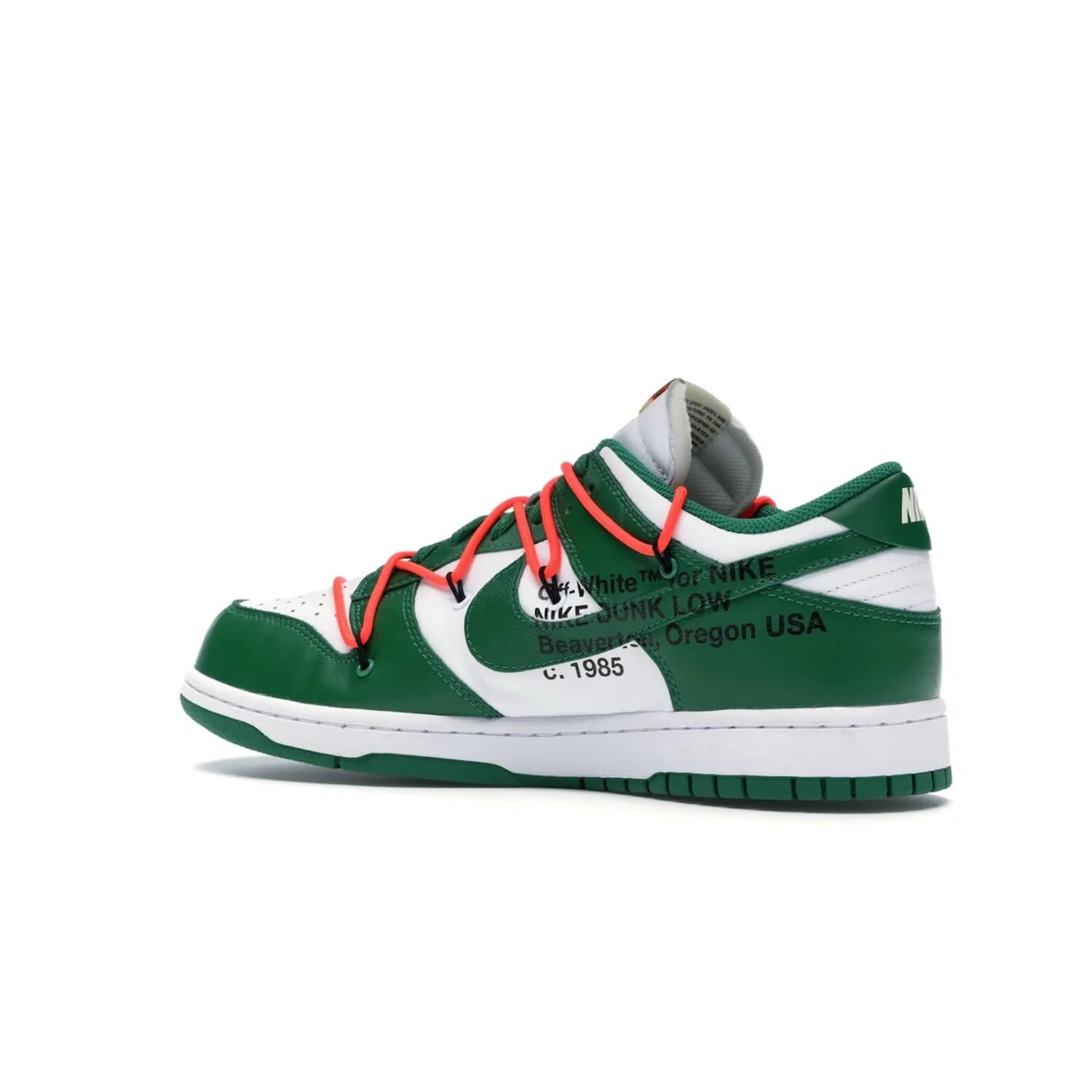 Nike Dunk Low Off-White Pine Green - Image 22 - Only at www.BallersClubKickz.com - The Nike Dunk Low Off-White Pine Green combines classic 1980s style with modern-day design. Featuring white leather uppers and pine green overlays, these classic kicks feature secondary lacing system, zip-ties and signature Off-White text. Releasing in December 2019, these shoes are a timeless classic for any wardrobe.