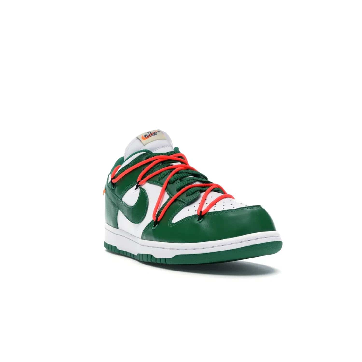 Nike Dunk Low Off-White Pine Green - Image 7 - Only at www.BallersClubKickz.com - The Nike Dunk Low Off-White Pine Green combines classic 1980s style with modern-day design. Featuring white leather uppers and pine green overlays, these classic kicks feature secondary lacing system, zip-ties and signature Off-White text. Releasing in December 2019, these shoes are a timeless classic for any wardrobe.