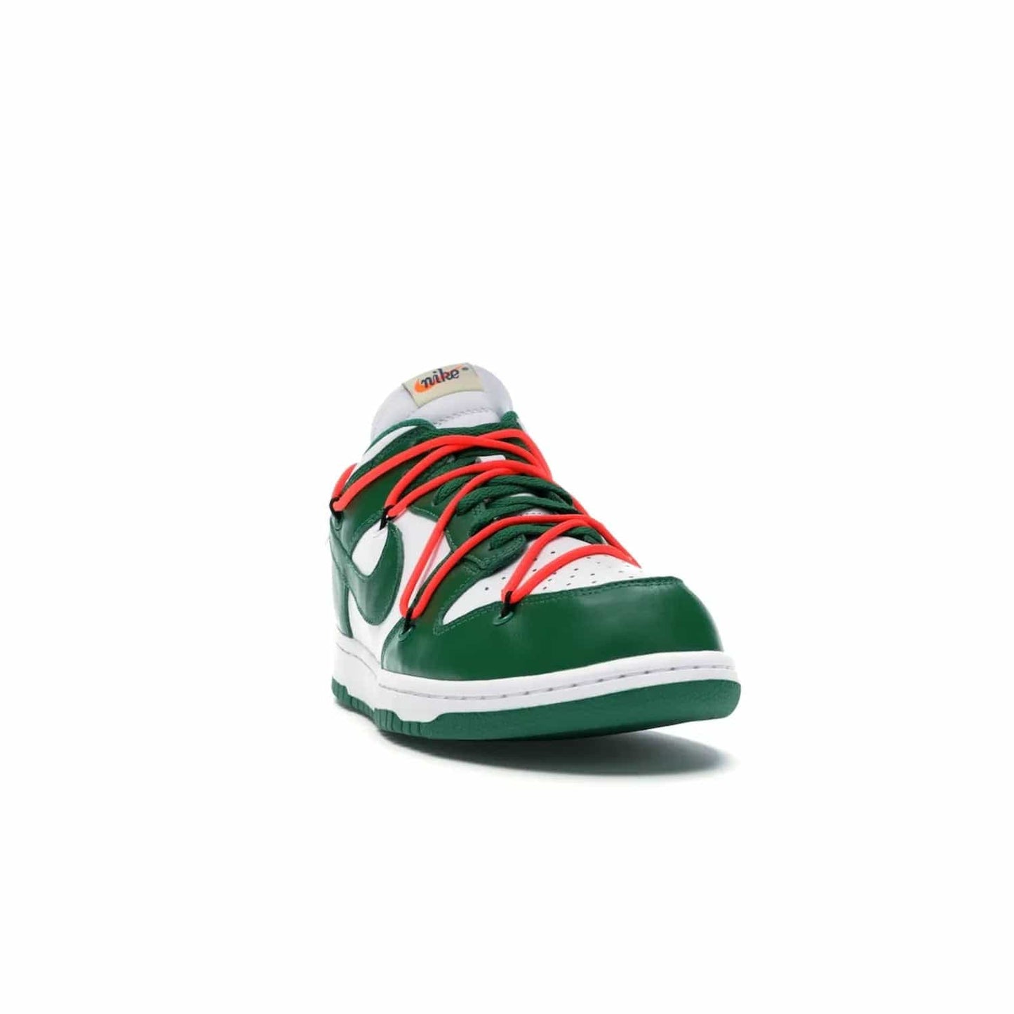 Nike Dunk Low Off-White Pine Green - Image 8 - Only at www.BallersClubKickz.com - The Nike Dunk Low Off-White Pine Green combines classic 1980s style with modern-day design. Featuring white leather uppers and pine green overlays, these classic kicks feature secondary lacing system, zip-ties and signature Off-White text. Releasing in December 2019, these shoes are a timeless classic for any wardrobe.
