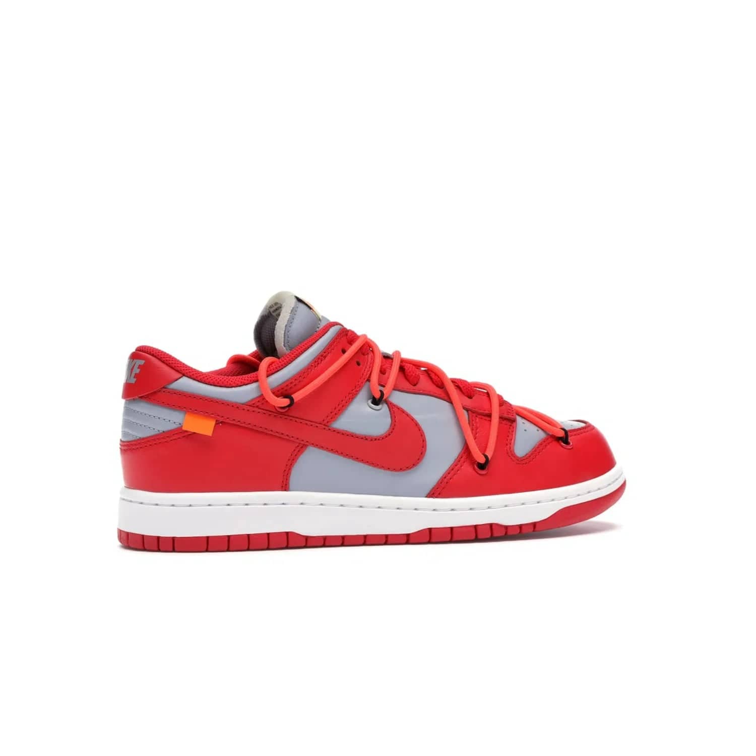 Nike Dunk Low Off-White University Red - Image 35 - Only at www.BallersClubKickz.com - The Nike Dunk Low Off-White University Red offers tribute to classic Nike Basketball silhouettes. Features include wolf grey leather, university red overlays, zip-ties, and Off-White text. Perfect for any sneaker fan, these stylish sneakers released in December of 2019.