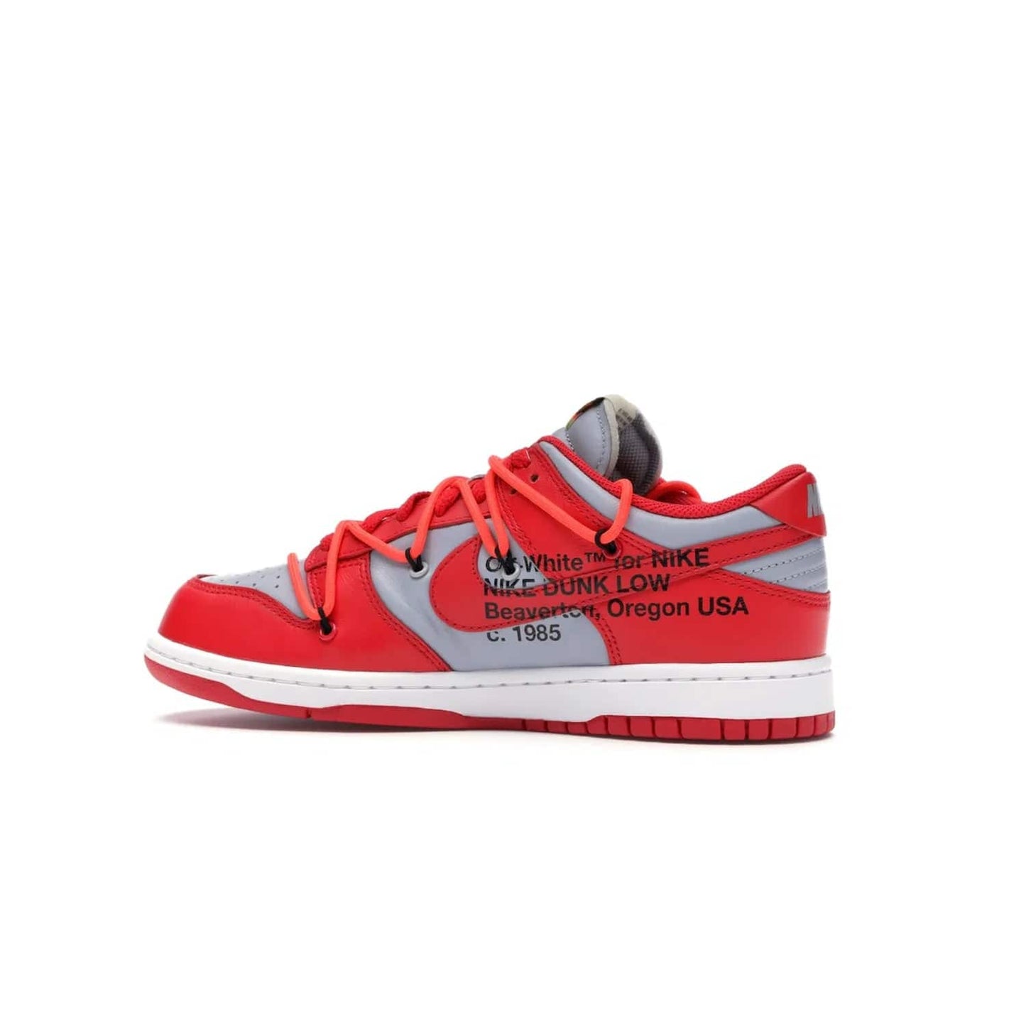 Nike Dunk Low Off-White University Red - Image 21 - Only at www.BallersClubKickz.com - The Nike Dunk Low Off-White University Red offers tribute to classic Nike Basketball silhouettes. Features include wolf grey leather, university red overlays, zip-ties, and Off-White text. Perfect for any sneaker fan, these stylish sneakers released in December of 2019.