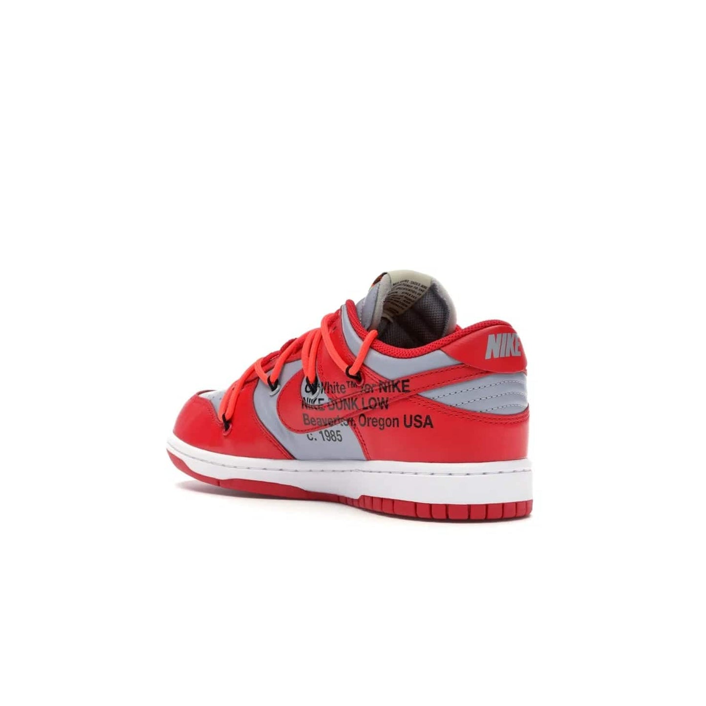 Nike Dunk Low Off-White University Red - Image 24 - Only at www.BallersClubKickz.com - The Nike Dunk Low Off-White University Red offers tribute to classic Nike Basketball silhouettes. Features include wolf grey leather, university red overlays, zip-ties, and Off-White text. Perfect for any sneaker fan, these stylish sneakers released in December of 2019.