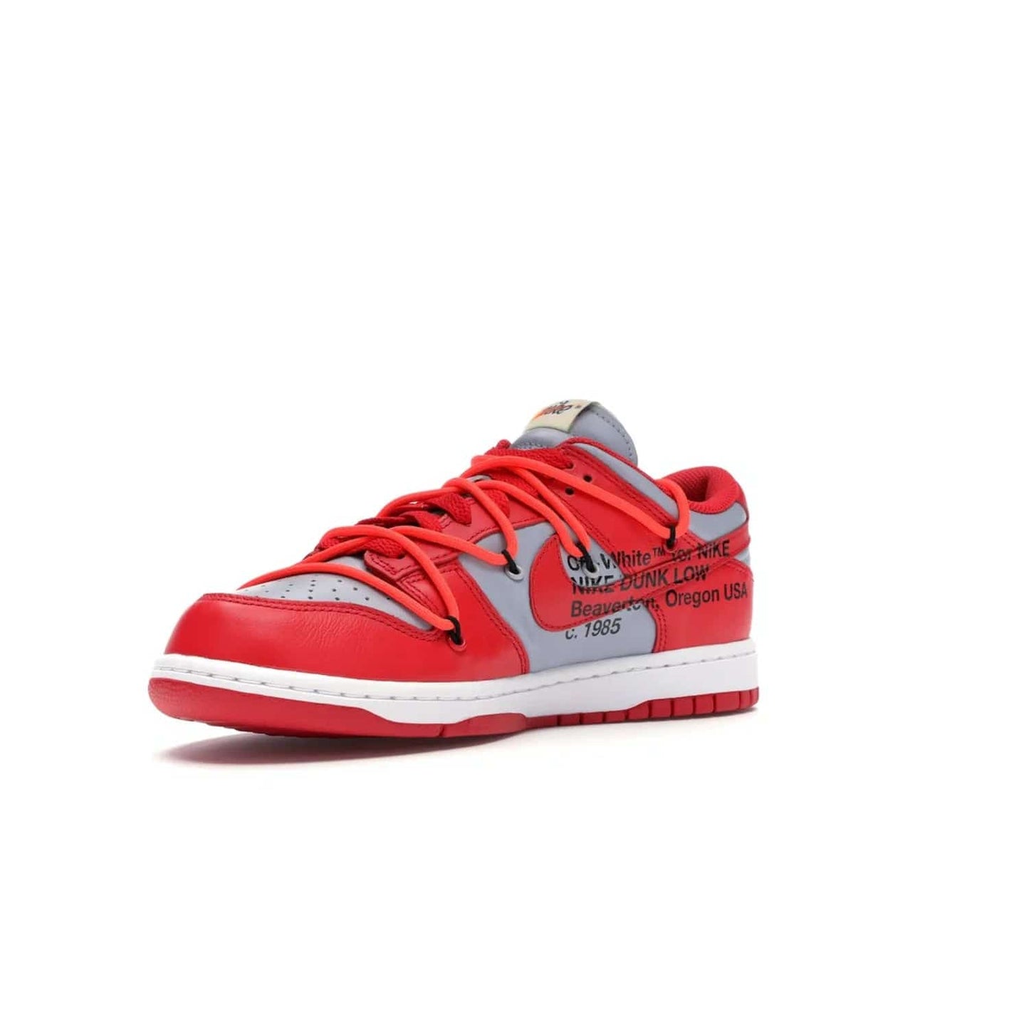 Nike Dunk Low Off-White University Red - Image 15 - Only at www.BallersClubKickz.com - The Nike Dunk Low Off-White University Red offers tribute to classic Nike Basketball silhouettes. Features include wolf grey leather, university red overlays, zip-ties, and Off-White text. Perfect for any sneaker fan, these stylish sneakers released in December of 2019.