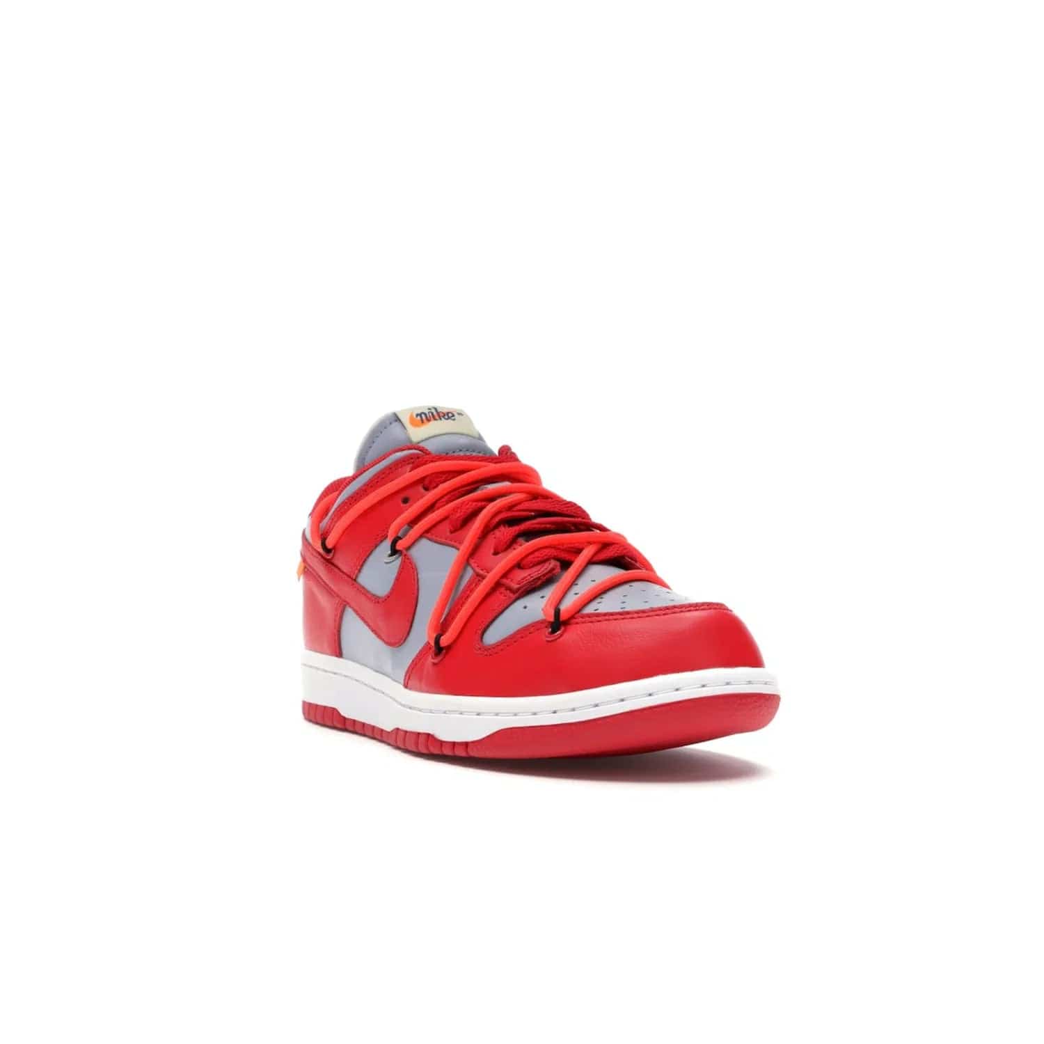 Nike Dunk Low Off-White University Red - Image 7 - Only at www.BallersClubKickz.com - The Nike Dunk Low Off-White University Red offers tribute to classic Nike Basketball silhouettes. Features include wolf grey leather, university red overlays, zip-ties, and Off-White text. Perfect for any sneaker fan, these stylish sneakers released in December of 2019.
