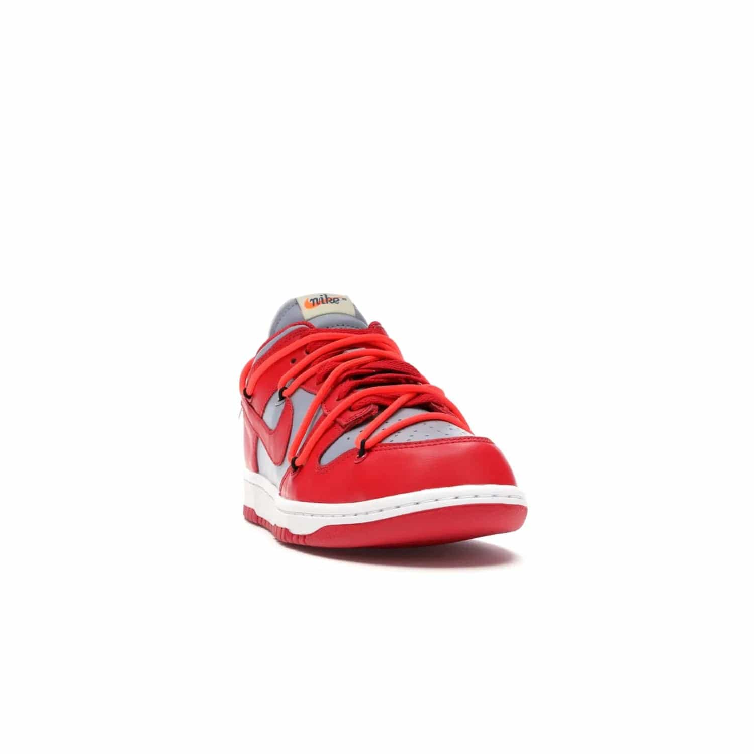 Nike Dunk Low Off-White University Red - Image 8 - Only at www.BallersClubKickz.com - The Nike Dunk Low Off-White University Red offers tribute to classic Nike Basketball silhouettes. Features include wolf grey leather, university red overlays, zip-ties, and Off-White text. Perfect for any sneaker fan, these stylish sneakers released in December of 2019.