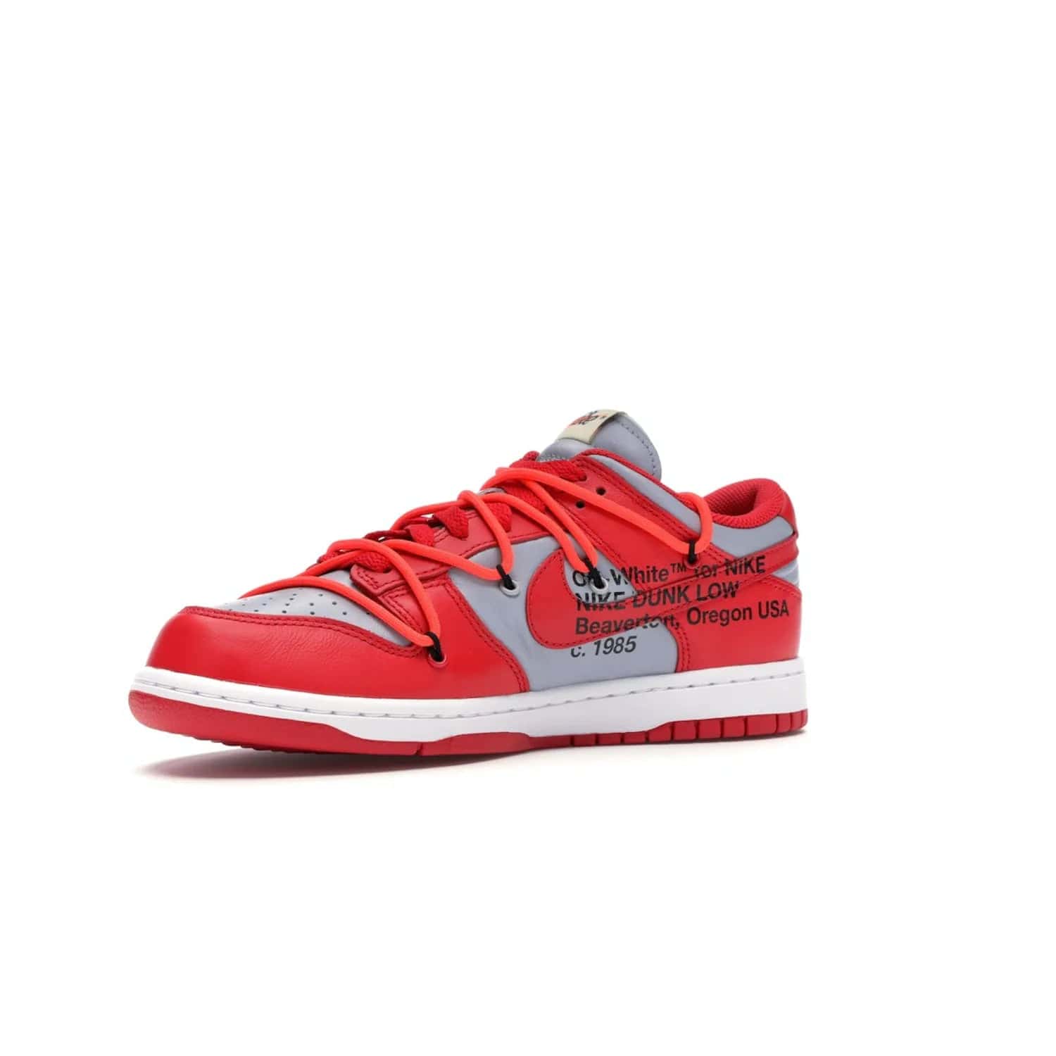 Nike Dunk Low Off-White University Red - Image 16 - Only at www.BallersClubKickz.com - The Nike Dunk Low Off-White University Red offers tribute to classic Nike Basketball silhouettes. Features include wolf grey leather, university red overlays, zip-ties, and Off-White text. Perfect for any sneaker fan, these stylish sneakers released in December of 2019.