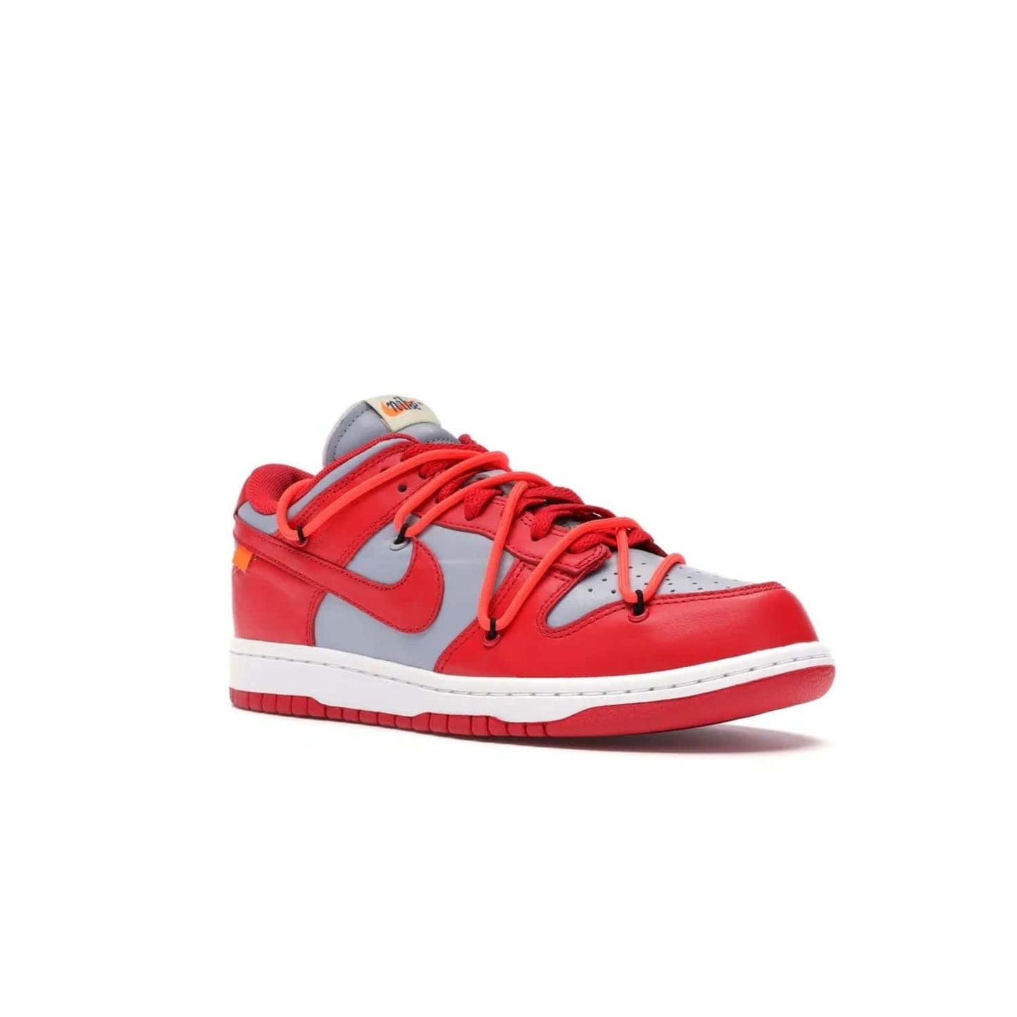 Nike Dunk Low Off-White University Red - Image 5 - Only at www.BallersClubKickz.com - The Nike Dunk Low Off-White University Red offers tribute to classic Nike Basketball silhouettes. Features include wolf grey leather, university red overlays, zip-ties, and Off-White text. Perfect for any sneaker fan, these stylish sneakers released in December of 2019.
