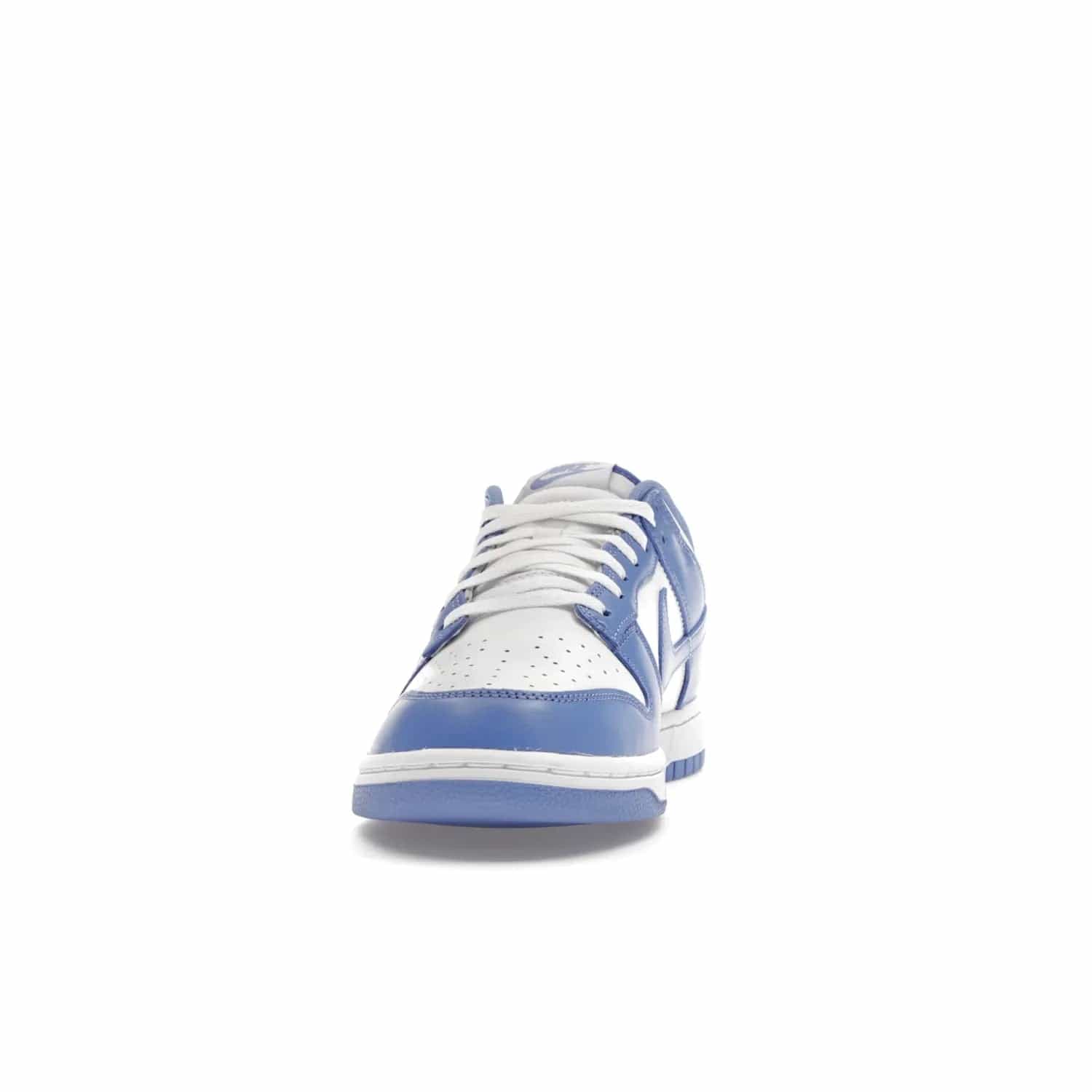 Nike Dunk Low Polar Blue - Image 11 - Only at www.BallersClubKickz.com - The Nike Dunk Low in Polar Blue combines streetwear and basketball style with leather uppers and white and Polar Blue overlays. Features include a rubber outsole, Nike Swoosh, white branding, and a padded tongue. Perfect for sports, casual, or everyday wear. On sale October 14th, 2023.