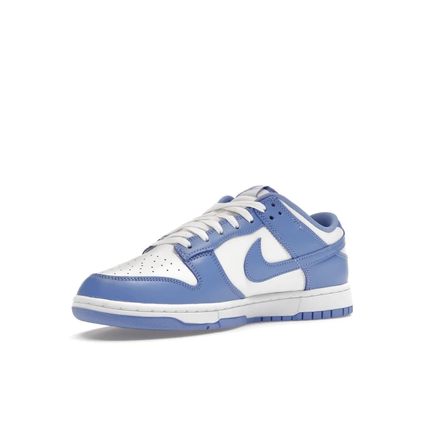 Nike Dunk Low Polar Blue - Image 15 - Only at www.BallersClubKickz.com - The Nike Dunk Low in Polar Blue combines streetwear and basketball style with leather uppers and white and Polar Blue overlays. Features include a rubber outsole, Nike Swoosh, white branding, and a padded tongue. Perfect for sports, casual, or everyday wear. On sale October 14th, 2023.