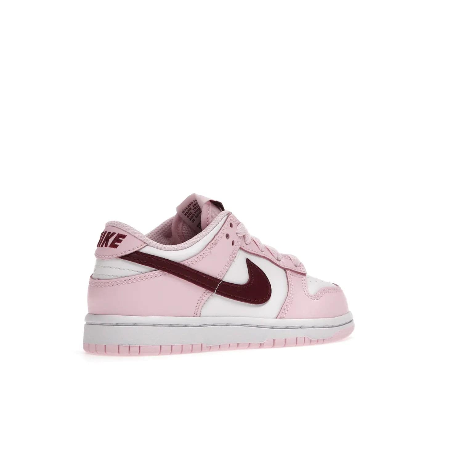 Nike Dunk Low Pink Red White (PS) - Image 33 - Only at www.BallersClubKickz.com - Introducing the Nike Dunk Low Pink Red White (PS), the perfect addition to your sneaker collection. A classic silhouette with modern vibrant colors, including a pink upper with red and white accents and a white midsole. Comfort and durability, perfect for any outfit. Limited edition, available June 22nd.