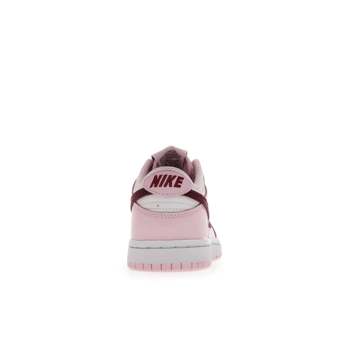 Nike Dunk Low Pink Red White (PS) - Image 28 - Only at www.BallersClubKickz.com - Introducing the Nike Dunk Low Pink Red White (PS), the perfect addition to your sneaker collection. A classic silhouette with modern vibrant colors, including a pink upper with red and white accents and a white midsole. Comfort and durability, perfect for any outfit. Limited edition, available June 22nd.