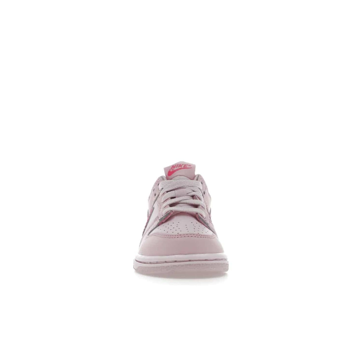 Nike Dunk Low Triple Pink (PS) - Image 10 - Only at www.BallersClubKickz.com - A stunning shoe option for completing any look: Nike Dunk Low Triple Pink (Preschool). Light pink layered leather upper with darker pink synthetic accents. Plus toe box of perforated pink leather and Nike symbol embroidered pull tab. Rubber midsole and outsole. Affordable price of $85.