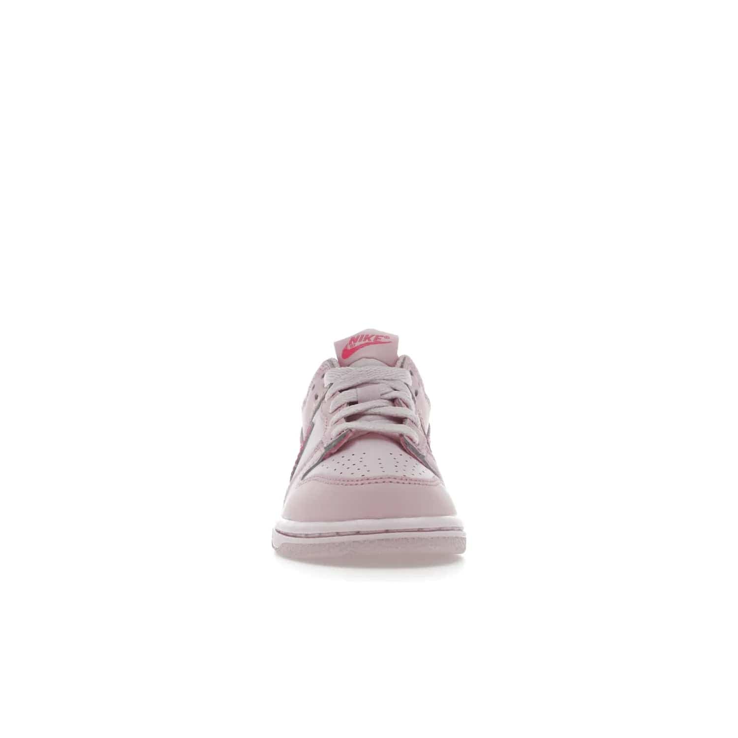 Nike Dunk Low Triple Pink (PS) - Image 10 - Only at www.BallersClubKickz.com - A stunning shoe option for completing any look: Nike Dunk Low Triple Pink (Preschool). Light pink layered leather upper with darker pink synthetic accents. Plus toe box of perforated pink leather and Nike symbol embroidered pull tab. Rubber midsole and outsole. Affordable price of $85.