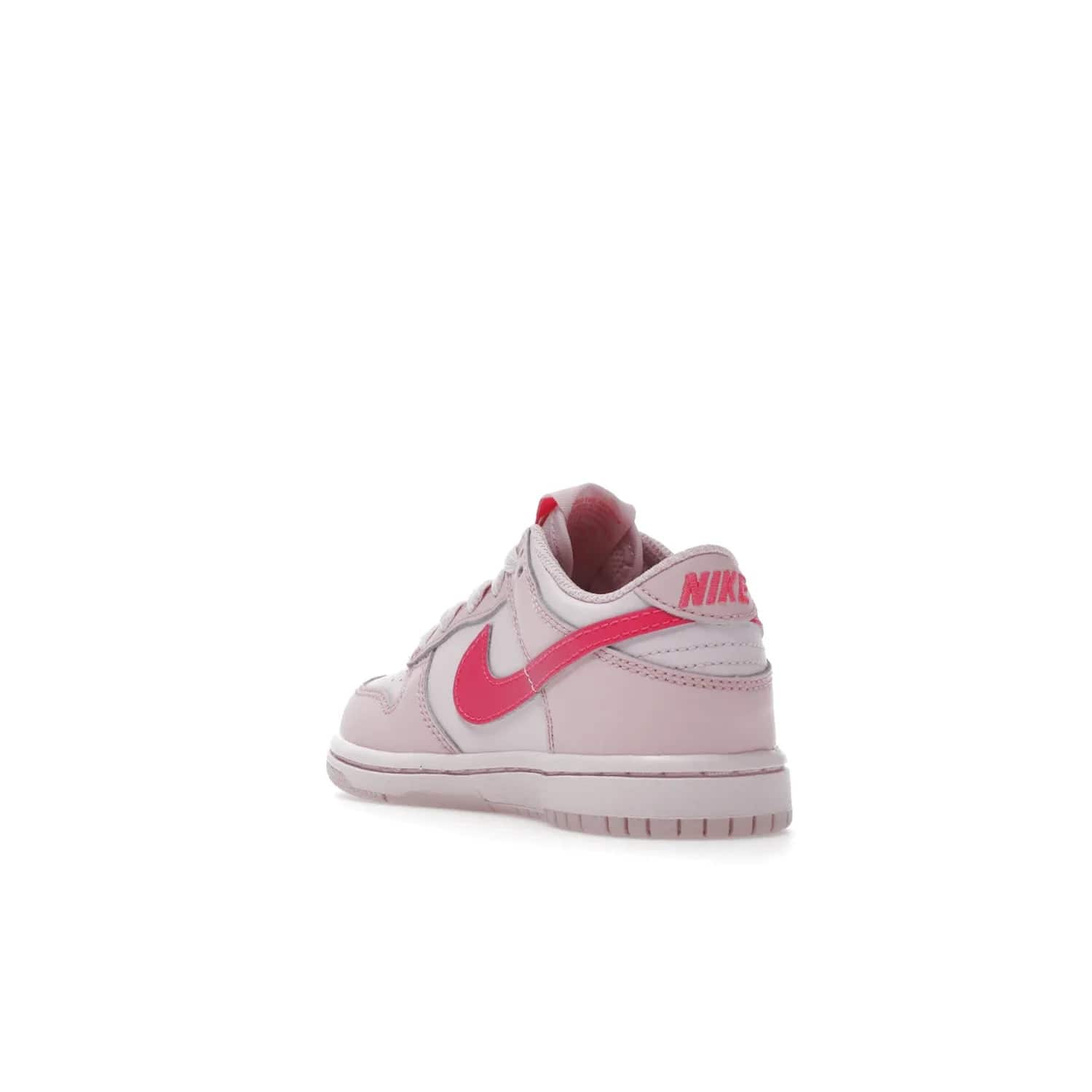 Nike Dunk Low Triple Pink (PS) - Image 25 - Only at www.BallersClubKickz.com - A stunning shoe option for completing any look: Nike Dunk Low Triple Pink (Preschool). Light pink layered leather upper with darker pink synthetic accents. Plus toe box of perforated pink leather and Nike symbol embroidered pull tab. Rubber midsole and outsole. Affordable price of $85.
