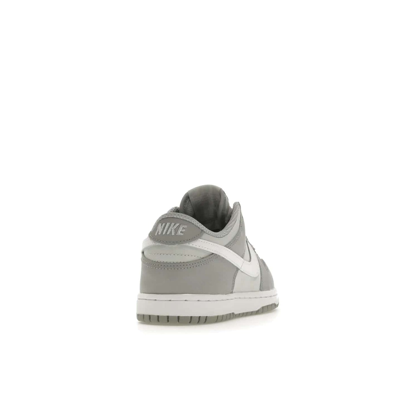Nike Dunk Low Two-Toned Grey (PS) - Image 30 - Only at www.BallersClubKickz.com - Classic Nike style for your little one with the Nike Dunk Low Two-Toned Grey (Preschool). White laces, white tongue, white leather swoosh, grey sole & midsole, and patches of grey leather are timeless classics. Released March 2022 for comfort & style.