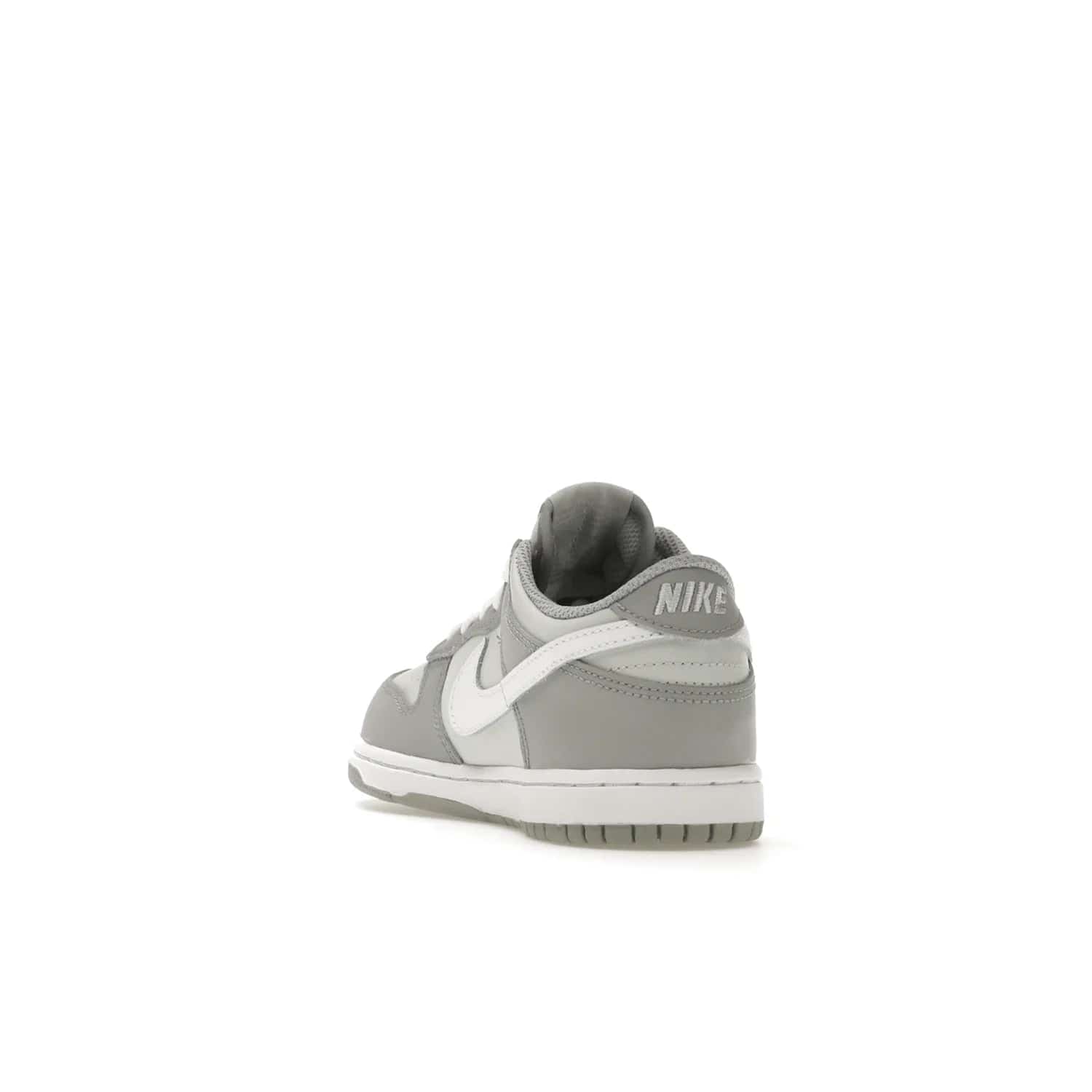Nike Dunk Low Two-Toned Grey (PS) - Image 26 - Only at www.BallersClubKickz.com - Classic Nike style for your little one with the Nike Dunk Low Two-Toned Grey (Preschool). White laces, white tongue, white leather swoosh, grey sole & midsole, and patches of grey leather are timeless classics. Released March 2022 for comfort & style.