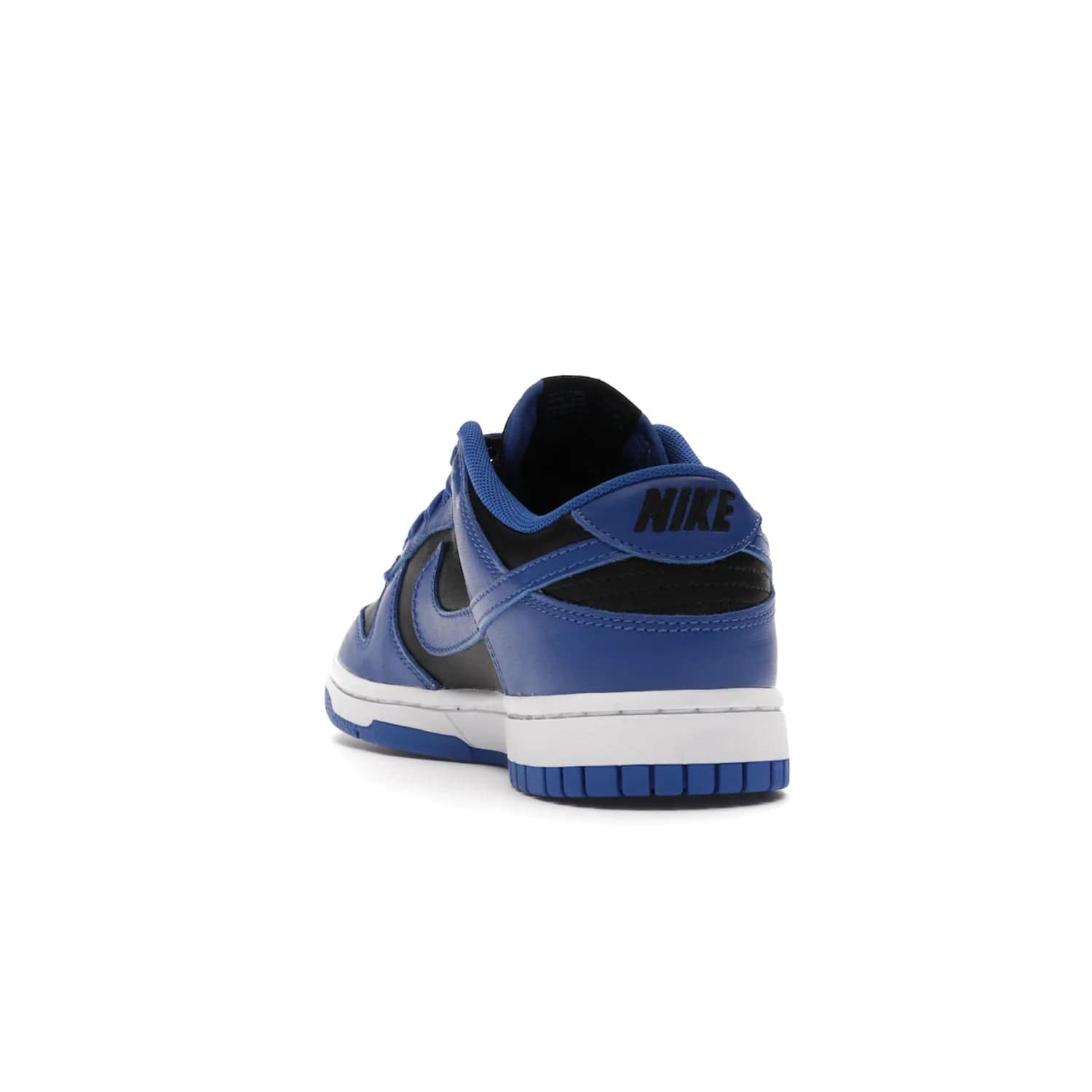 Nike Dunk Low Retro Black Hyper Cobalt (2021) - Image 26 - Only at www.BallersClubKickz.com - New limited-release Nike Dunk Low Retro Black/Hyper Cobalt (2021). The upper features a mix of black and hyper cobalt leather overlays, a classic basketball design and embroidered black "NIKE" branding. Get the shoe now for $100 and make a statement.