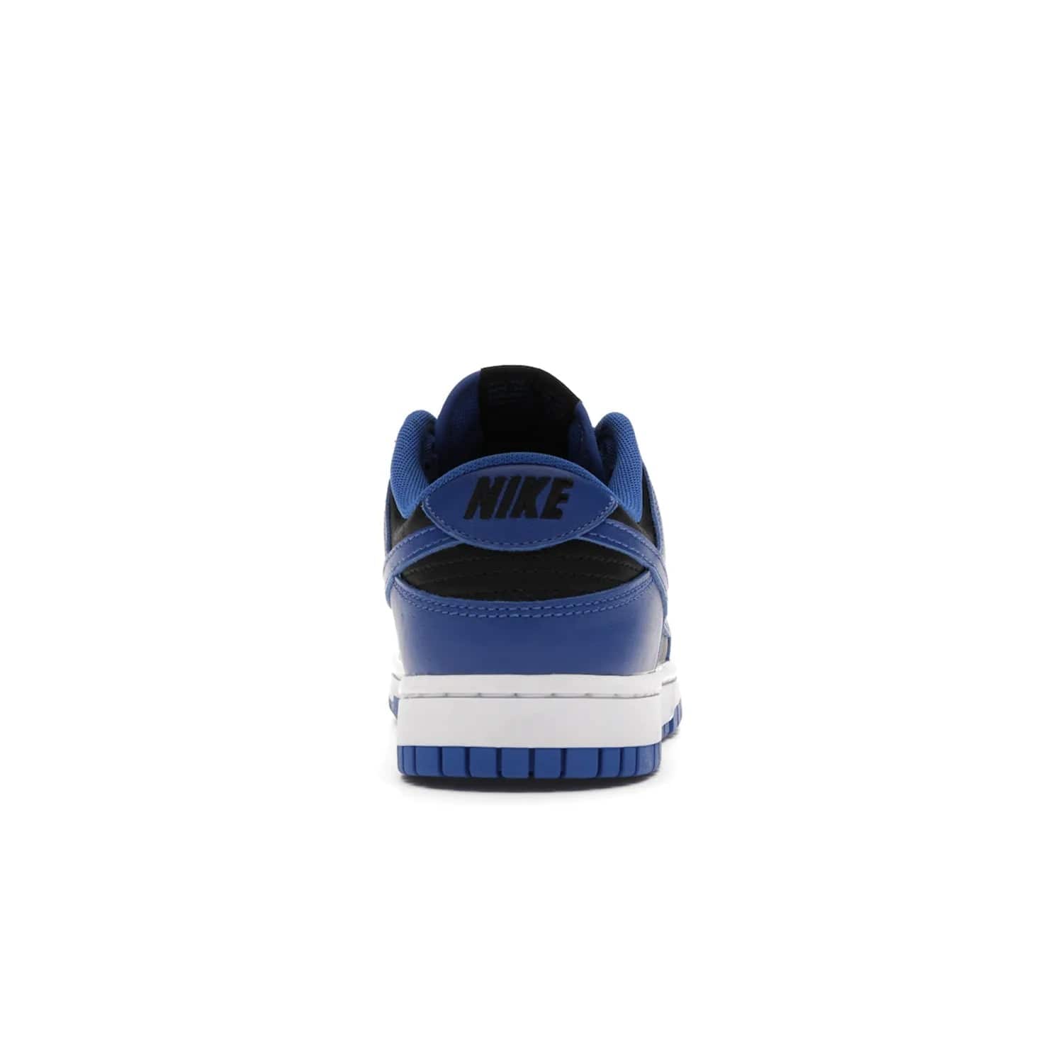 Nike Dunk Low Retro Black Hyper Cobalt (2021) - Image 28 - Only at www.BallersClubKickz.com - New limited-release Nike Dunk Low Retro Black/Hyper Cobalt (2021). The upper features a mix of black and hyper cobalt leather overlays, a classic basketball design and embroidered black "NIKE" branding. Get the shoe now for $100 and make a statement.