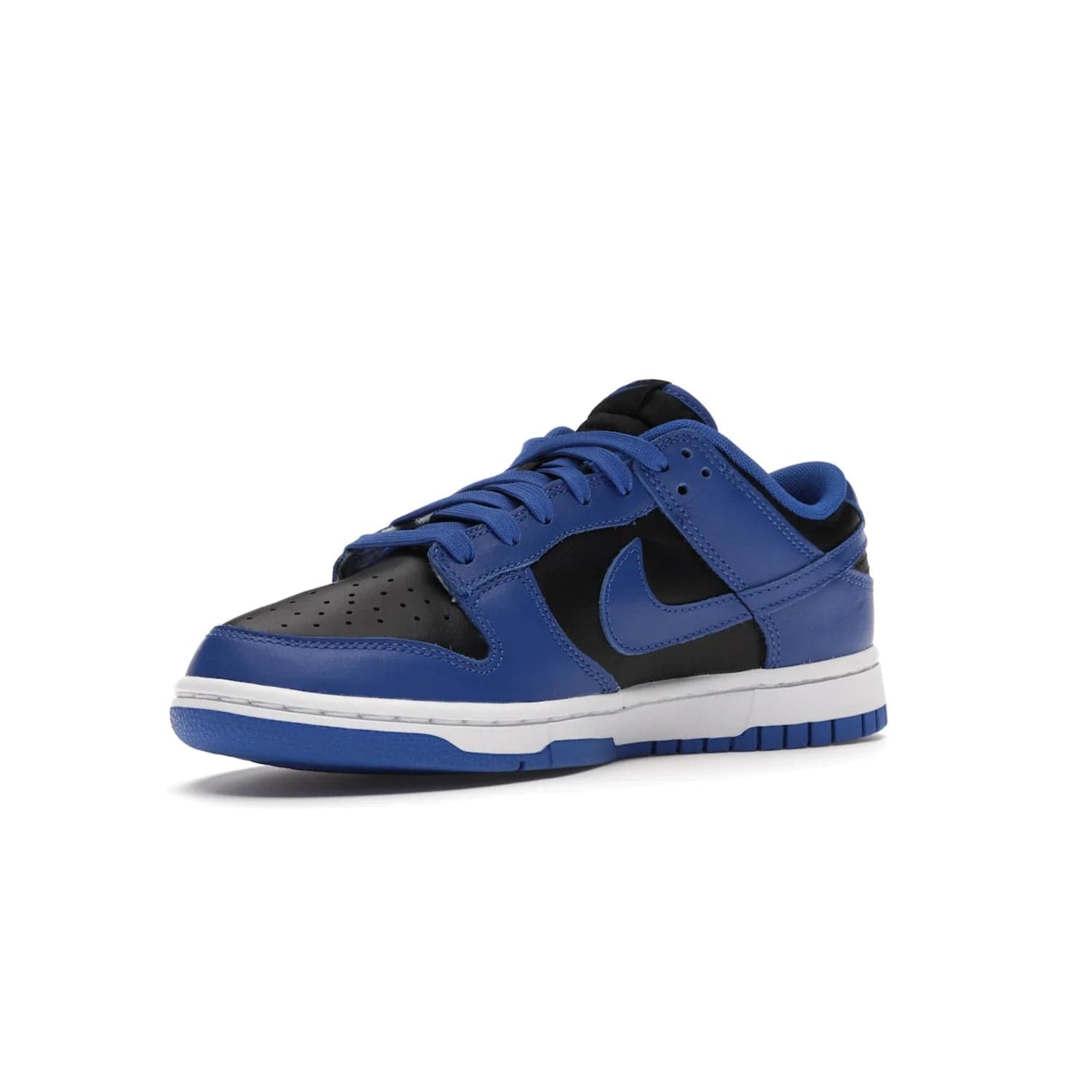 Nike Dunk Low Retro Black Hyper Cobalt (2021) - Image 15 - Only at www.BallersClubKickz.com - New limited-release Nike Dunk Low Retro Black/Hyper Cobalt (2021). The upper features a mix of black and hyper cobalt leather overlays, a classic basketball design and embroidered black "NIKE" branding. Get the shoe now for $100 and make a statement.