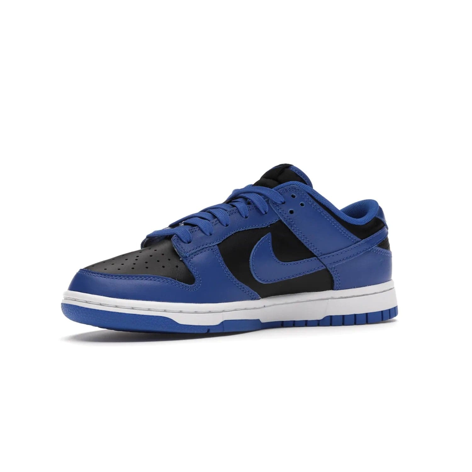 Nike Dunk Low Retro Black Hyper Cobalt (2021) - Image 16 - Only at www.BallersClubKickz.com - New limited-release Nike Dunk Low Retro Black/Hyper Cobalt (2021). The upper features a mix of black and hyper cobalt leather overlays, a classic basketball design and embroidered black "NIKE" branding. Get the shoe now for $100 and make a statement.