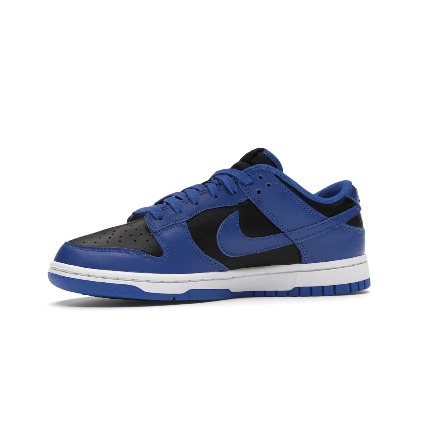 Nike Dunk Low Retro Black Hyper Cobalt (2021) - Image 17 - Only at www.BallersClubKickz.com - New limited-release Nike Dunk Low Retro Black/Hyper Cobalt (2021). The upper features a mix of black and hyper cobalt leather overlays, a classic basketball design and embroidered black "NIKE" branding. Get the shoe now for $100 and make a statement.