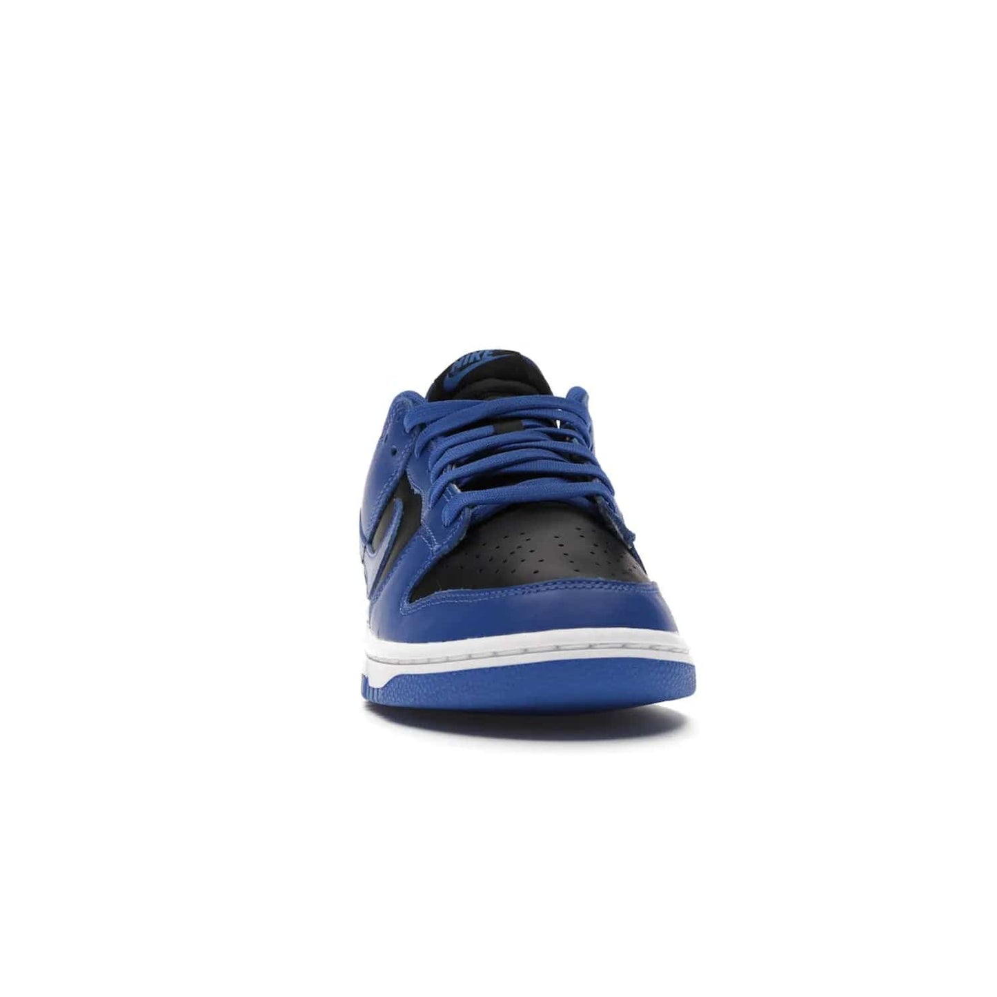 Nike Dunk Low Retro Black Hyper Cobalt (2021) - Image 9 - Only at www.BallersClubKickz.com - New limited-release Nike Dunk Low Retro Black/Hyper Cobalt (2021). The upper features a mix of black and hyper cobalt leather overlays, a classic basketball design and embroidered black "NIKE" branding. Get the shoe now for $100 and make a statement.