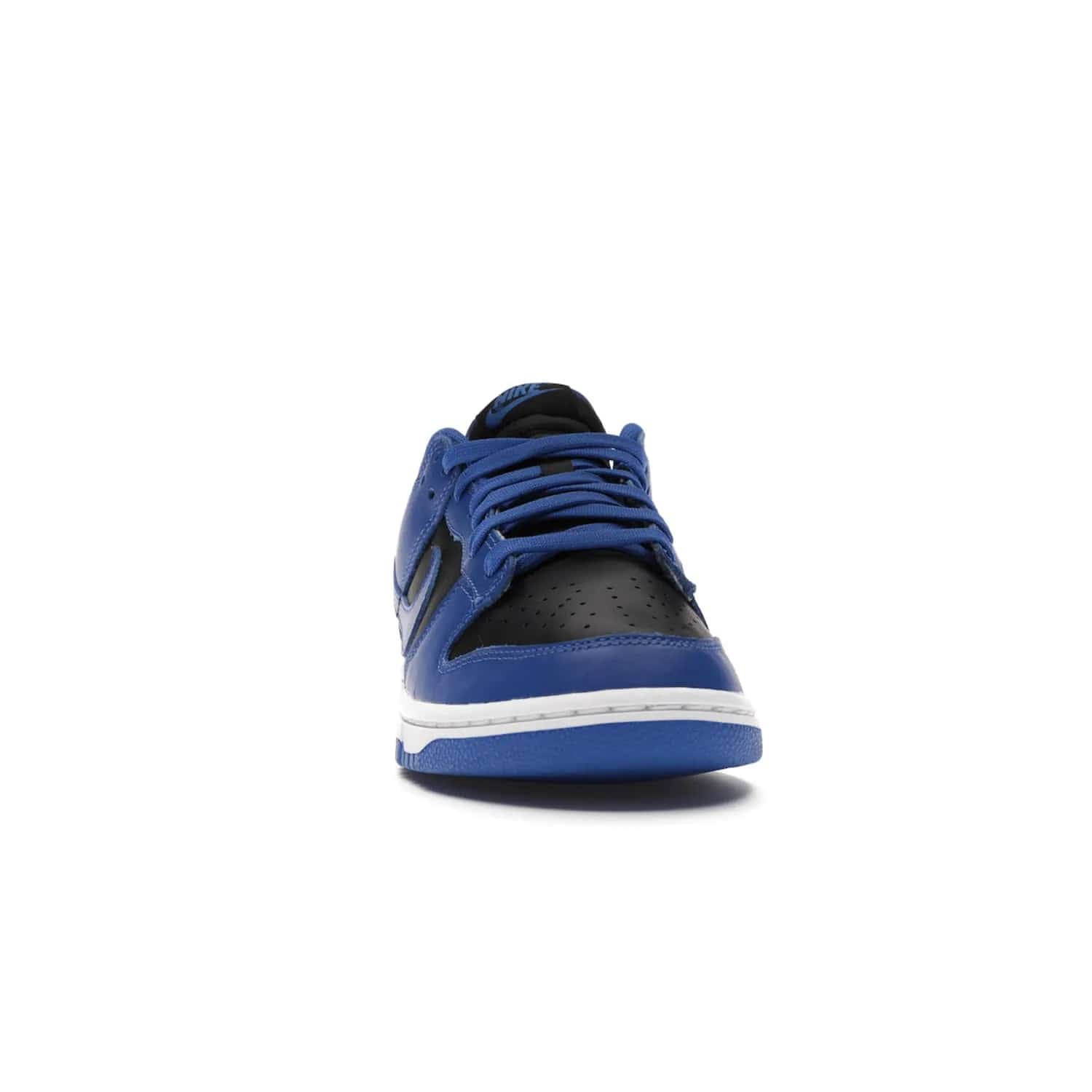 Nike Dunk Low Retro Black Hyper Cobalt (2021) - Image 9 - Only at www.BallersClubKickz.com - New limited-release Nike Dunk Low Retro Black/Hyper Cobalt (2021). The upper features a mix of black and hyper cobalt leather overlays, a classic basketball design and embroidered black "NIKE" branding. Get the shoe now for $100 and make a statement.