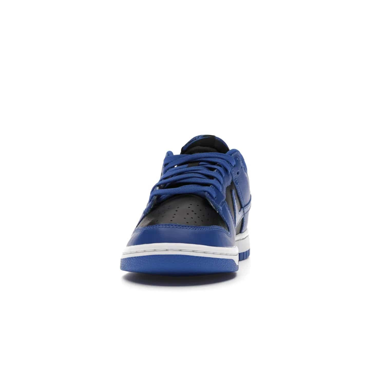 Nike Dunk Low Retro Black Hyper Cobalt (2021) - Image 11 - Only at www.BallersClubKickz.com - New limited-release Nike Dunk Low Retro Black/Hyper Cobalt (2021). The upper features a mix of black and hyper cobalt leather overlays, a classic basketball design and embroidered black "NIKE" branding. Get the shoe now for $100 and make a statement.