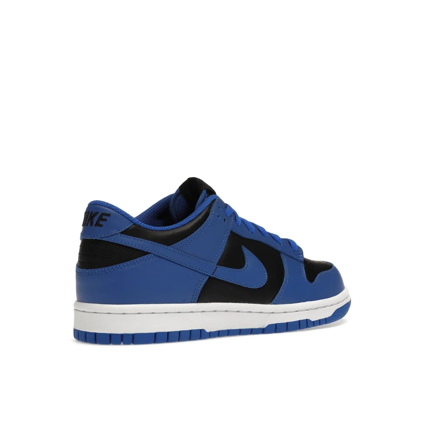 Nike Dunk Low Retro Hyper Cobalt (GS) - Image 33 - Only at www.BallersClubKickz.com - The Nike Dunk Low Retro Hyper Cobalt GS: black leather upper with vibrant Hyper Cobalt overlays, padded nylon tongue & mesh collar, white midsole & Hyper Cobalt outsole. Released on 18th Feb 2021, $85.