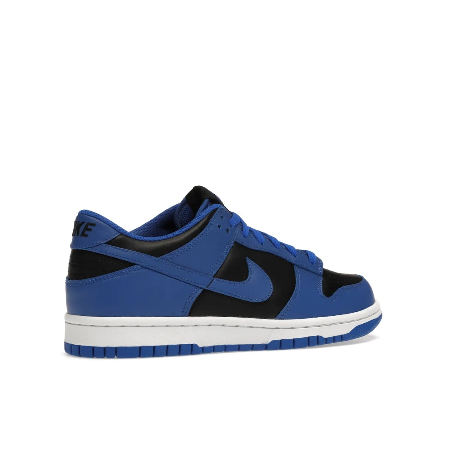 Nike Dunk Low Retro Hyper Cobalt (GS) - Image 34 - Only at www.BallersClubKickz.com - The Nike Dunk Low Retro Hyper Cobalt GS: black leather upper with vibrant Hyper Cobalt overlays, padded nylon tongue & mesh collar, white midsole & Hyper Cobalt outsole. Released on 18th Feb 2021, $85.