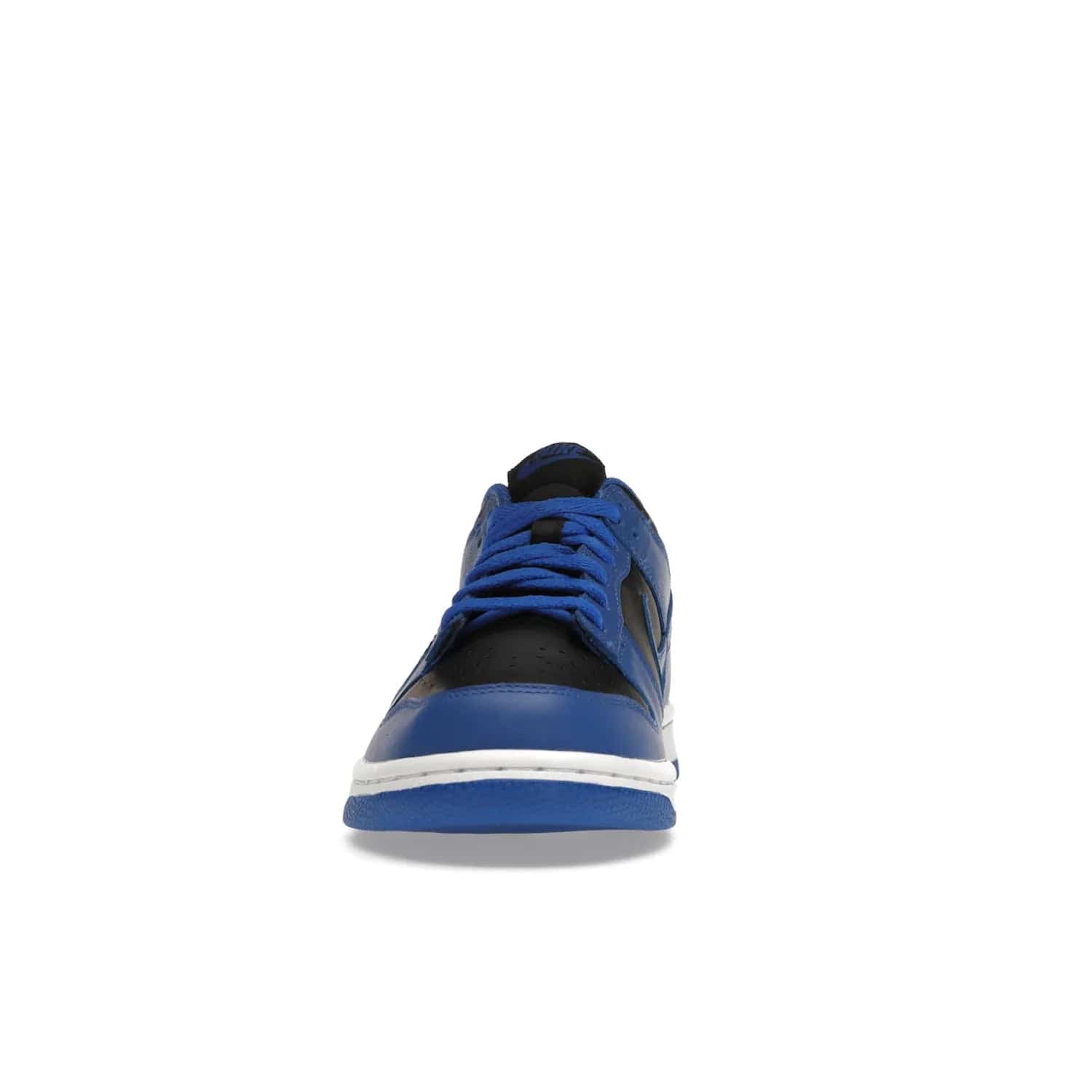 Nike Dunk Low Retro Hyper Cobalt (GS) - Image 11 - Only at www.BallersClubKickz.com - The Nike Dunk Low Retro Hyper Cobalt GS: black leather upper with vibrant Hyper Cobalt overlays, padded nylon tongue & mesh collar, white midsole & Hyper Cobalt outsole. Released on 18th Feb 2021, $85.