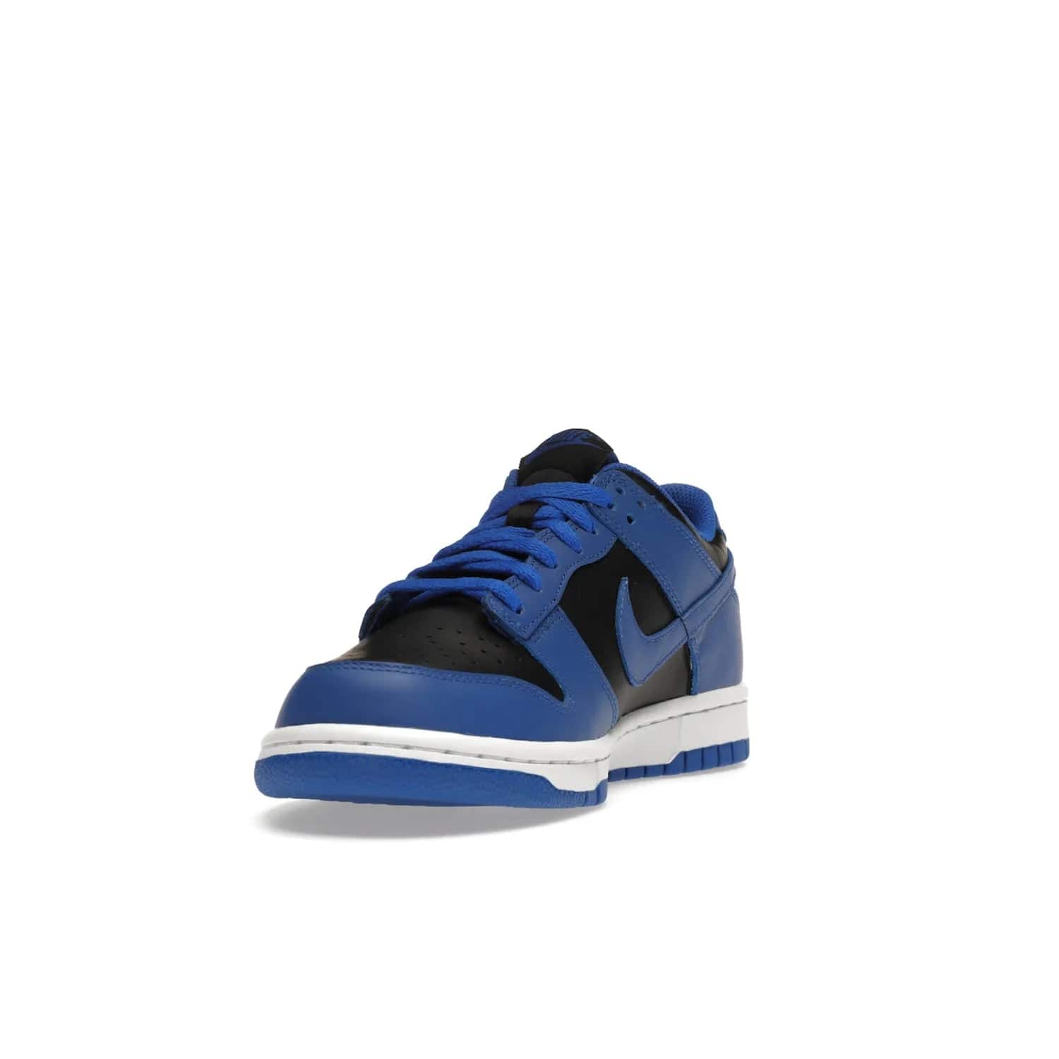 Nike Dunk Low Retro Hyper Cobalt (GS) - Image 13 - Only at www.BallersClubKickz.com - The Nike Dunk Low Retro Hyper Cobalt GS: black leather upper with vibrant Hyper Cobalt overlays, padded nylon tongue & mesh collar, white midsole & Hyper Cobalt outsole. Released on 18th Feb 2021, $85.