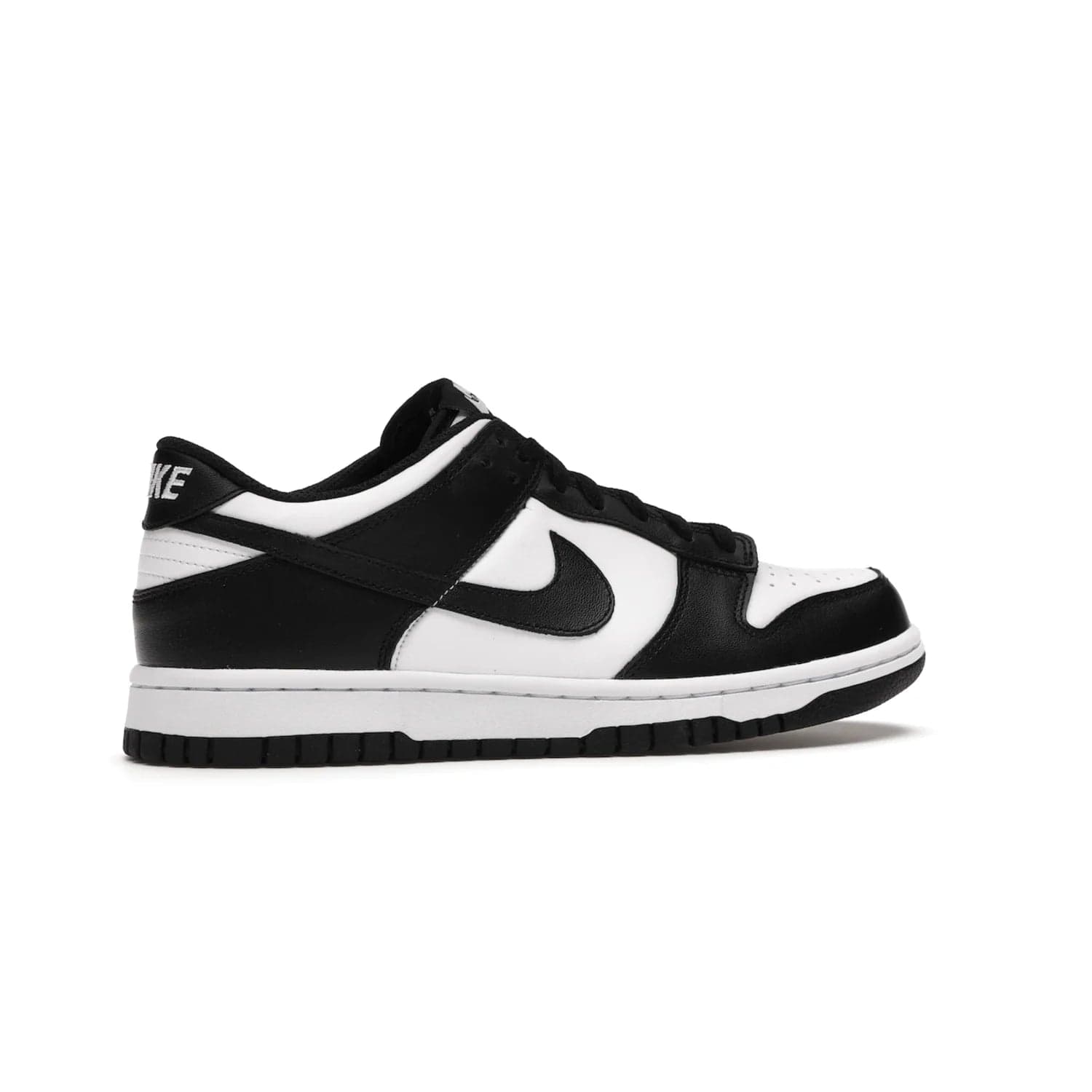 Nike Dunk Low Retro White Black Panda (2021) (GS) - Image 35 - Only at www.BallersClubKickz.com - Upgrade your style with the Nike Dunk Low Retro White Black (GS). Featuring premium leather, iconic Nike text, signature Swoosh logo and striking black/white colorway, this striking silhouette is the perfect mix of style and comfort. Colorway released in March 2021.