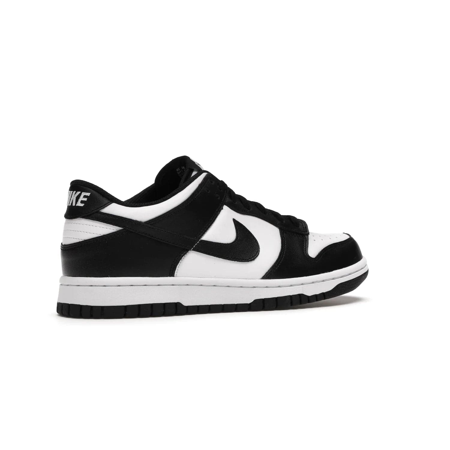 Nike Dunk Low Retro White Black Panda (2021) (GS) - Image 34 - Only at www.BallersClubKickz.com - Upgrade your style with the Nike Dunk Low Retro White Black (GS). Featuring premium leather, iconic Nike text, signature Swoosh logo and striking black/white colorway, this striking silhouette is the perfect mix of style and comfort. Colorway released in March 2021.