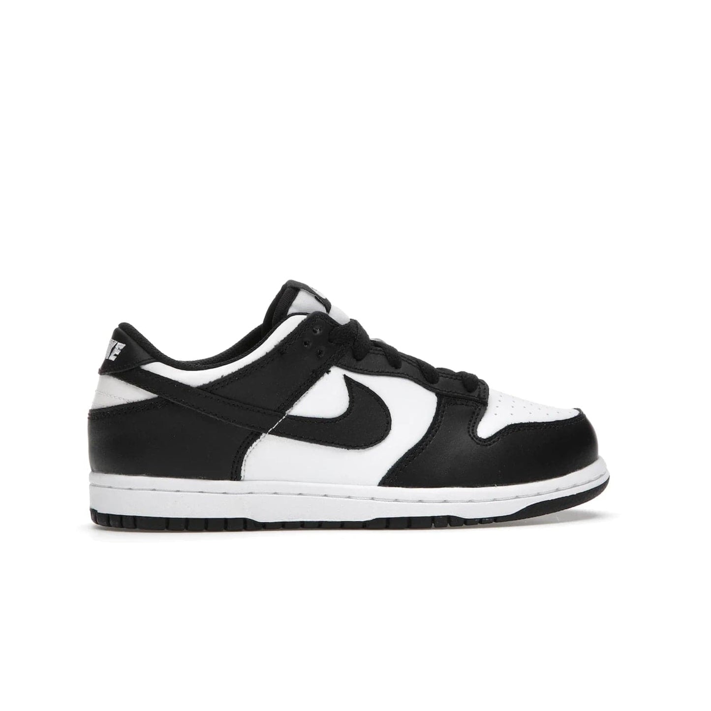 Nike Dunk Low Retro White Black Panda (2021) (PS) - Image 36 - Only at www.BallersClubKickz.com - Retro basketball style with modern updates: Nike Dunk Low PS White/Black. Find the classic sneaker with all-white leather upper, black overlays, black Swoosh branding an more. Originally released in March 2021.