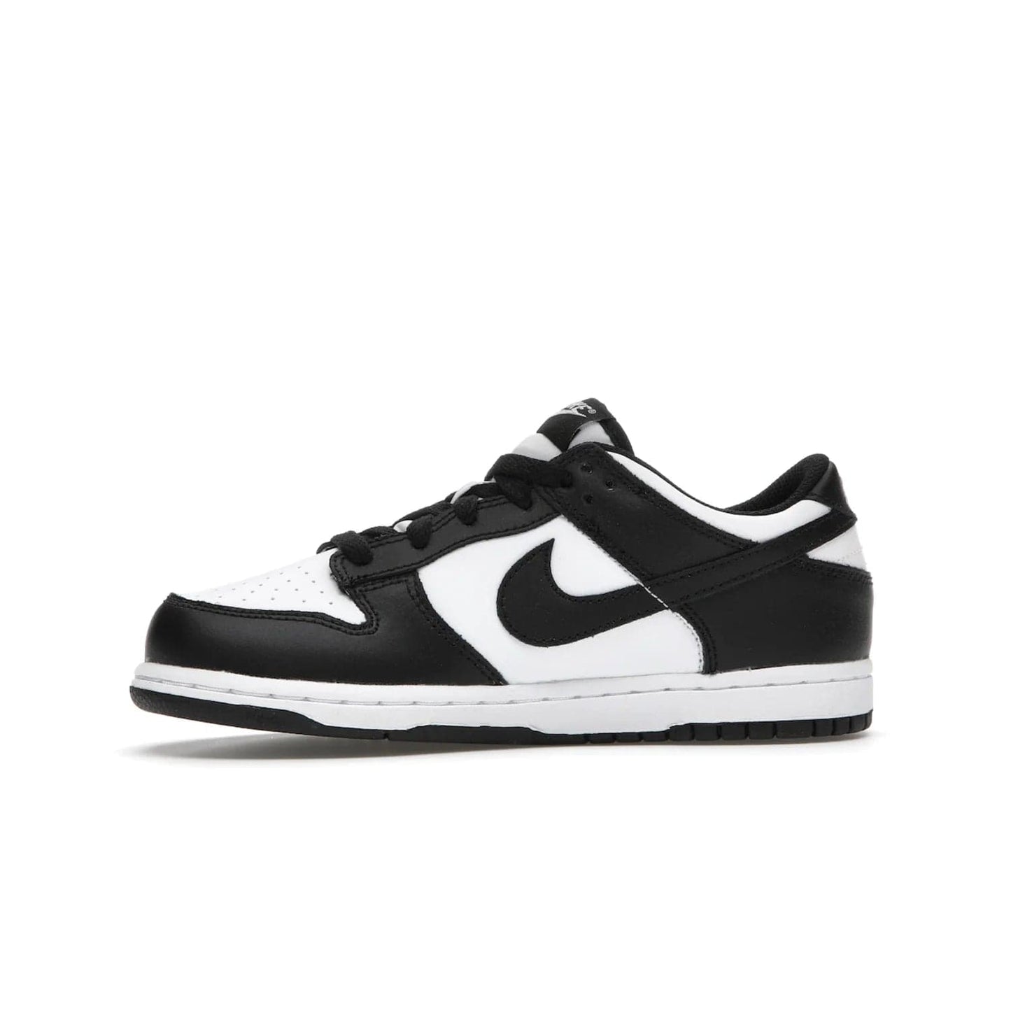 Nike Dunk Low Retro White Black Panda (2021) (PS) - Image 18 - Only at www.BallersClubKickz.com - Retro basketball style with modern updates: Nike Dunk Low PS White/Black. Find the classic sneaker with all-white leather upper, black overlays, black Swoosh branding an more. Originally released in March 2021.