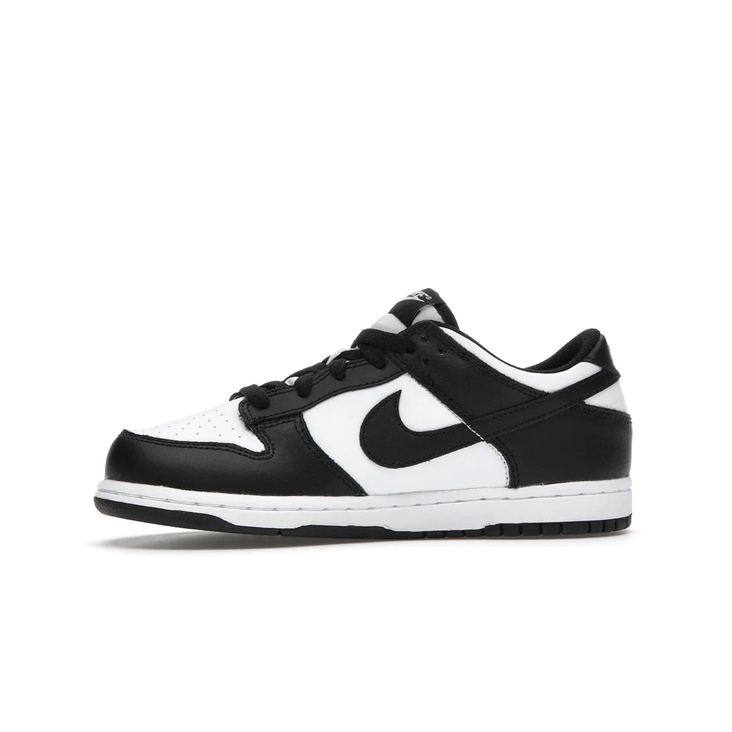 Nike Dunk Low Retro White Black Panda (2021) (PS) - Image 18 - Only at www.BallersClubKickz.com - Retro basketball style with modern updates: Nike Dunk Low PS White/Black. Find the classic sneaker with all-white leather upper, black overlays, black Swoosh branding an more. Originally released in March 2021.