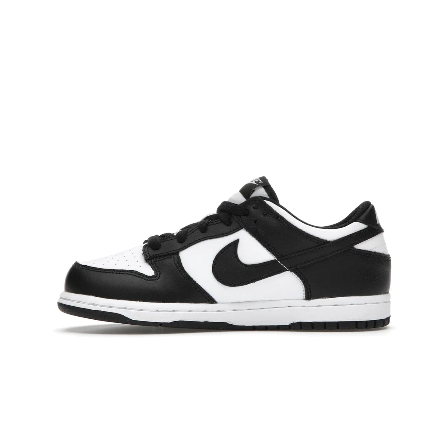 Nike Dunk Low Retro White Black Panda (2021) (PS) - Image 19 - Only at www.BallersClubKickz.com - Retro basketball style with modern updates: Nike Dunk Low PS White/Black. Find the classic sneaker with all-white leather upper, black overlays, black Swoosh branding an more. Originally released in March 2021.