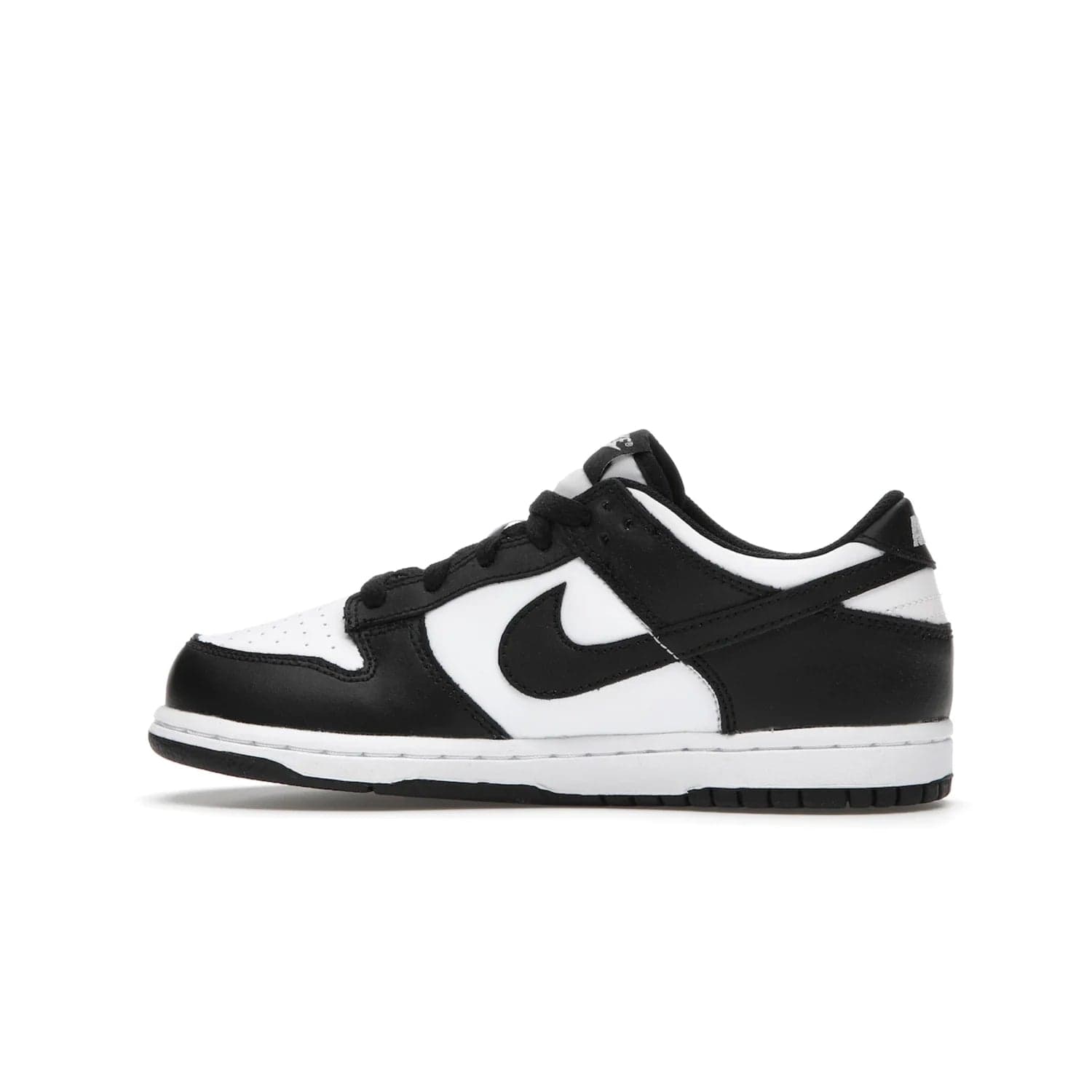Nike Dunk Low Retro White Black Panda (2021) (PS) - Image 20 - Only at www.BallersClubKickz.com - Retro basketball style with modern updates: Nike Dunk Low PS White/Black. Find the classic sneaker with all-white leather upper, black overlays, black Swoosh branding an more. Originally released in March 2021.