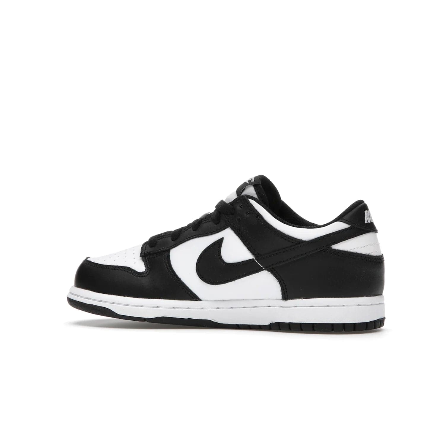 Nike Dunk Low Retro White Black Panda (2021) (PS) - Image 21 - Only at www.BallersClubKickz.com - Retro basketball style with modern updates: Nike Dunk Low PS White/Black. Find the classic sneaker with all-white leather upper, black overlays, black Swoosh branding an more. Originally released in March 2021.