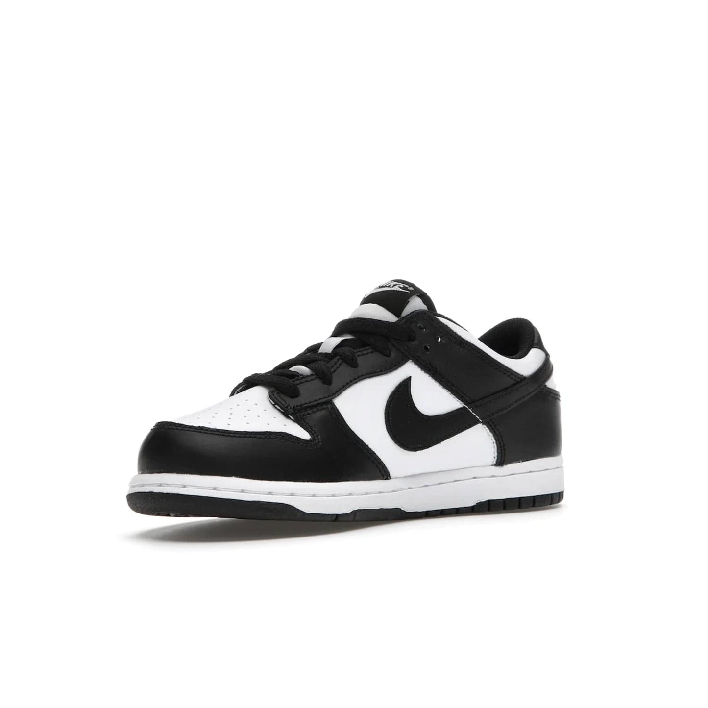 Nike Dunk Low Retro White Black Panda (2021) (PS) - Image 15 - Only at www.BallersClubKickz.com - Retro basketball style with modern updates: Nike Dunk Low PS White/Black. Find the classic sneaker with all-white leather upper, black overlays, black Swoosh branding an more. Originally released in March 2021.