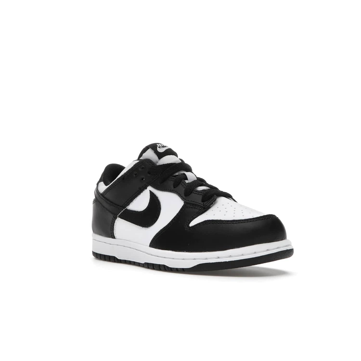 Nike Dunk Low Retro White Black Panda (2021) (PS) - Image 6 - Only at www.BallersClubKickz.com - Retro basketball style with modern updates: Nike Dunk Low PS White/Black. Find the classic sneaker with all-white leather upper, black overlays, black Swoosh branding an more. Originally released in March 2021.