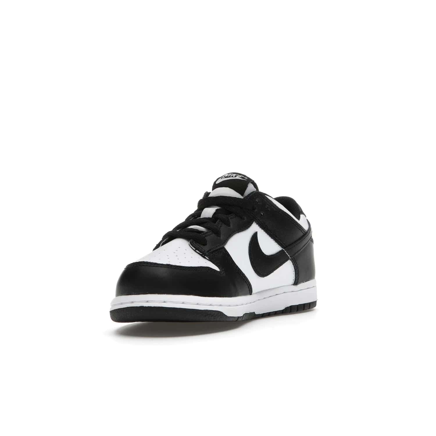 Nike Dunk Low Retro White Black Panda (2021) (PS) - Image 13 - Only at www.BallersClubKickz.com - Retro basketball style with modern updates: Nike Dunk Low PS White/Black. Find the classic sneaker with all-white leather upper, black overlays, black Swoosh branding an more. Originally released in March 2021.