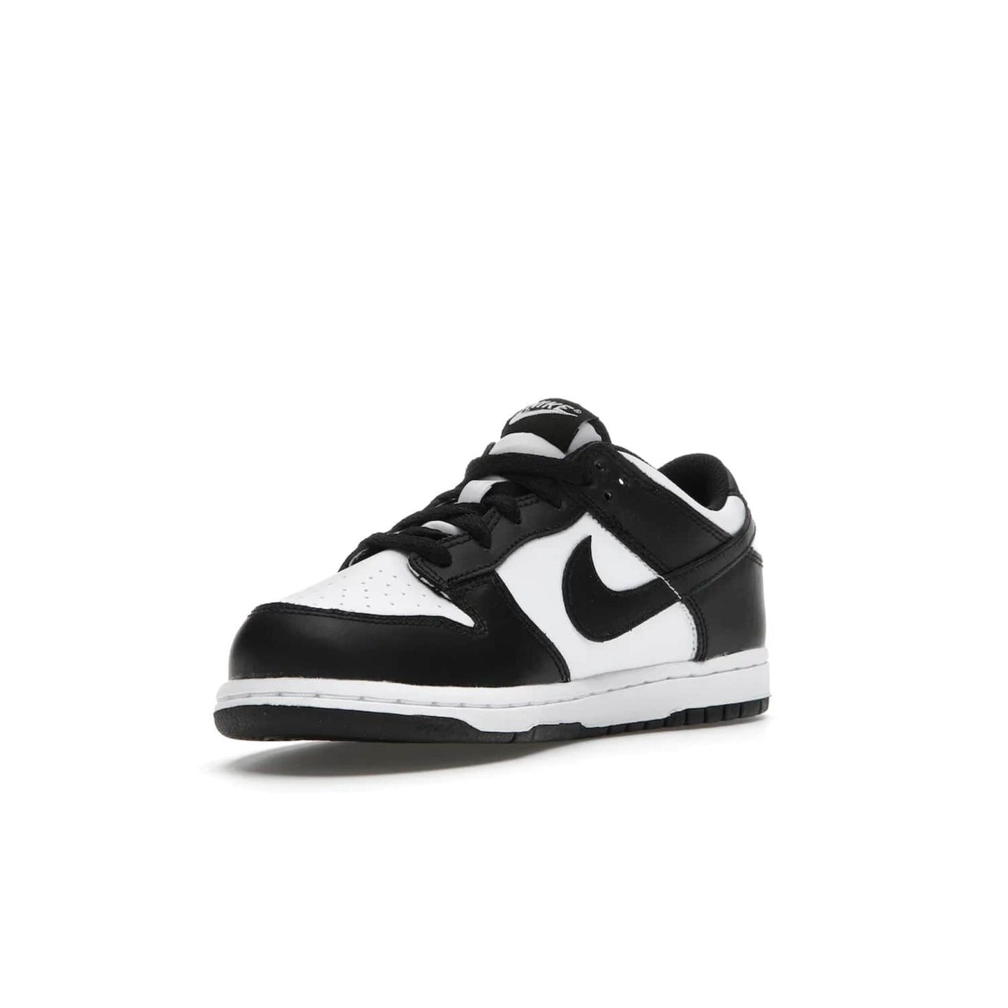 Nike Dunk Low Retro White Black Panda (2021) (PS) - Image 14 - Only at www.BallersClubKickz.com - Retro basketball style with modern updates: Nike Dunk Low PS White/Black. Find the classic sneaker with all-white leather upper, black overlays, black Swoosh branding an more. Originally released in March 2021.