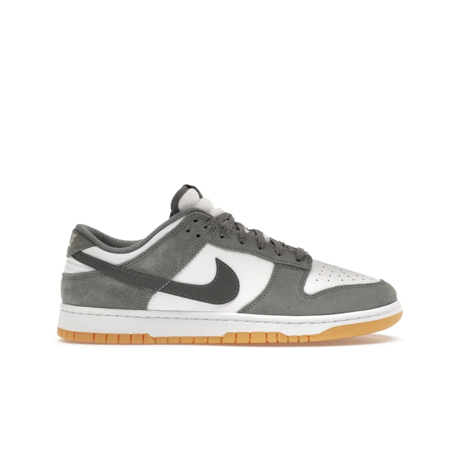Nike Dunk Low Smoke Grey Gum 3M Swoosh - Image 1 - Only at www.BallersClubKickz.com - Introducing the Nike Dunk Low "Smoke Grey Gum 3M Swoosh". A stylish low-top sneaker with a white canvas-textile base and gum light brown outsole. Get the modern update with the bold "Smoke Grey" 3M swoosh. Available on October 3, 2023 at select Nike retailers.