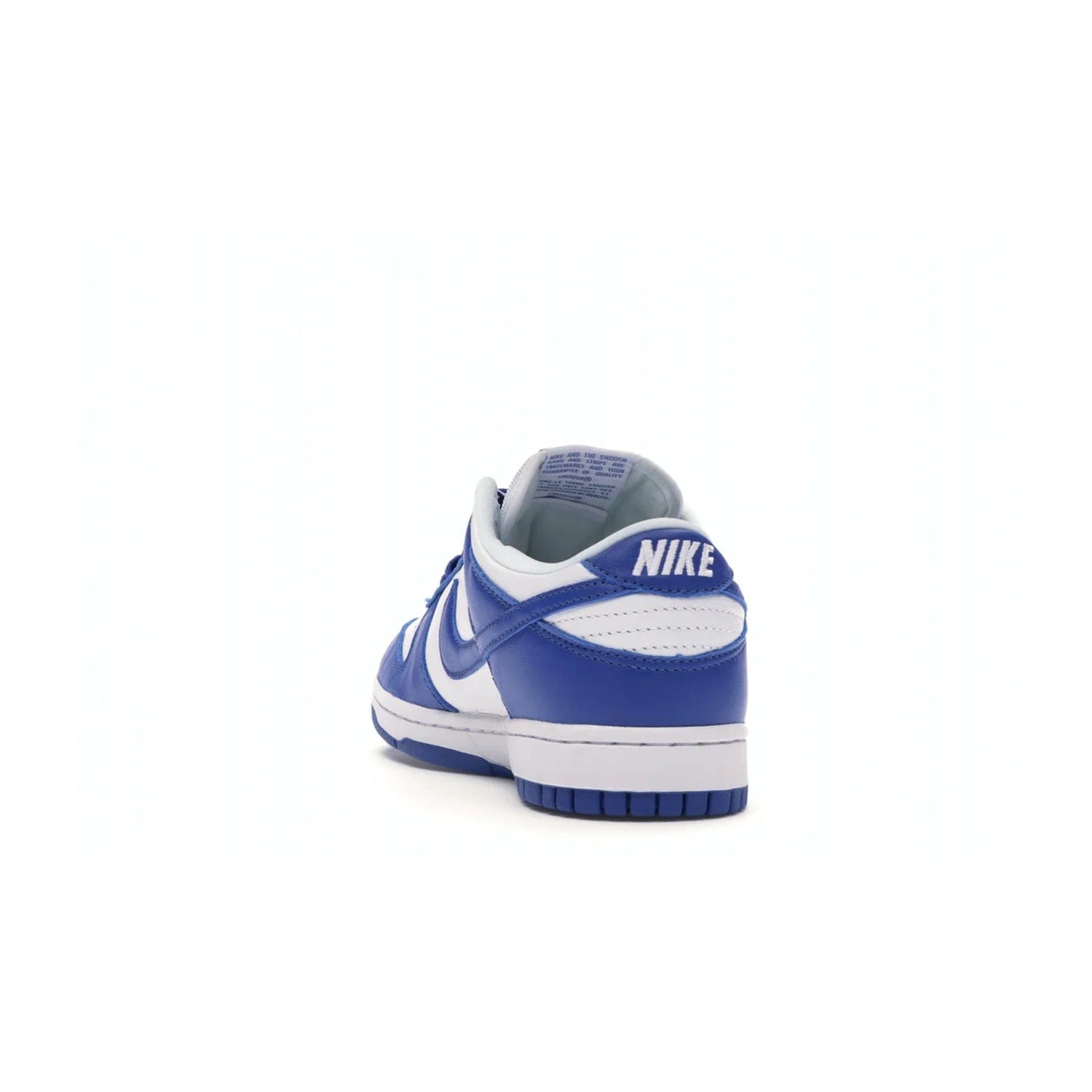 Nike Dunk Low SP Kentucky (2020/2022) - Image 26 - Only at www.BallersClubKickz.com - Classic Nike Dunk Low SP Kentucky with timeless White/Varsity Royal colorway. White leather upper, royal outsole, and Nike branding. A hit since March 2020 homage to the 1985 Nike College Colors program. Show your support with these classic kicks.