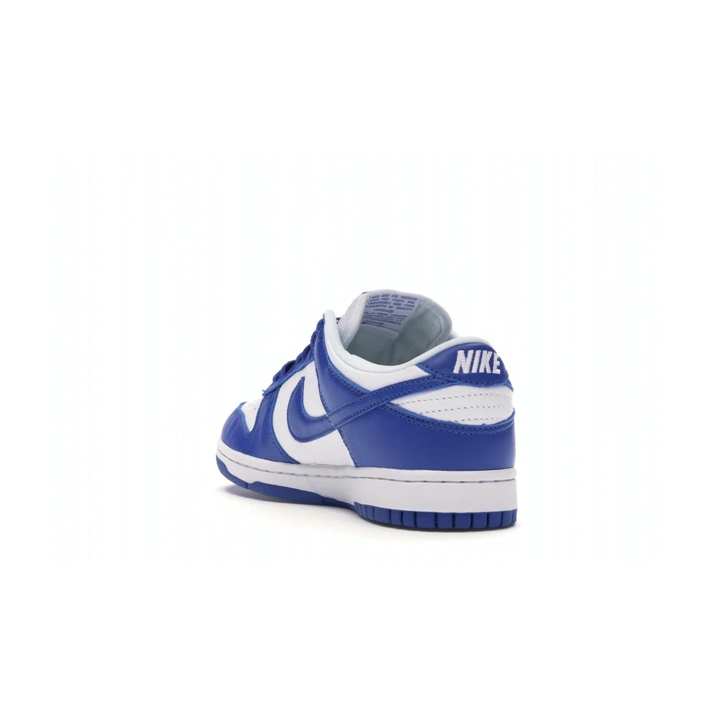 Nike Dunk Low SP Kentucky (2020/2022) - Image 25 - Only at www.BallersClubKickz.com - Classic Nike Dunk Low SP Kentucky with timeless White/Varsity Royal colorway. White leather upper, royal outsole, and Nike branding. A hit since March 2020 homage to the 1985 Nike College Colors program. Show your support with these classic kicks.